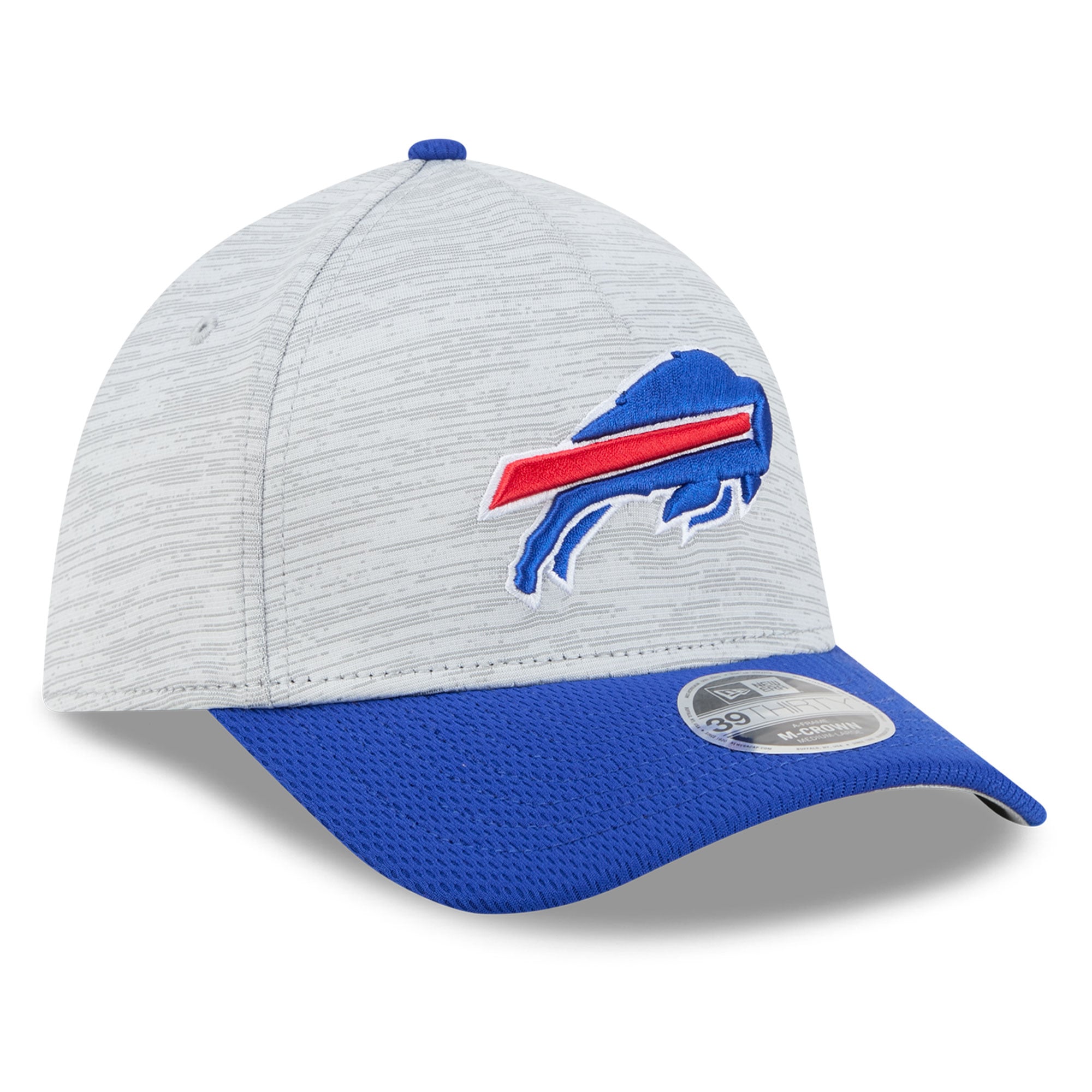 Casquette New Era Flex pour homme, grise et royale, Buffalo Bills Tech M-Crown A-Frame 39THIRTY