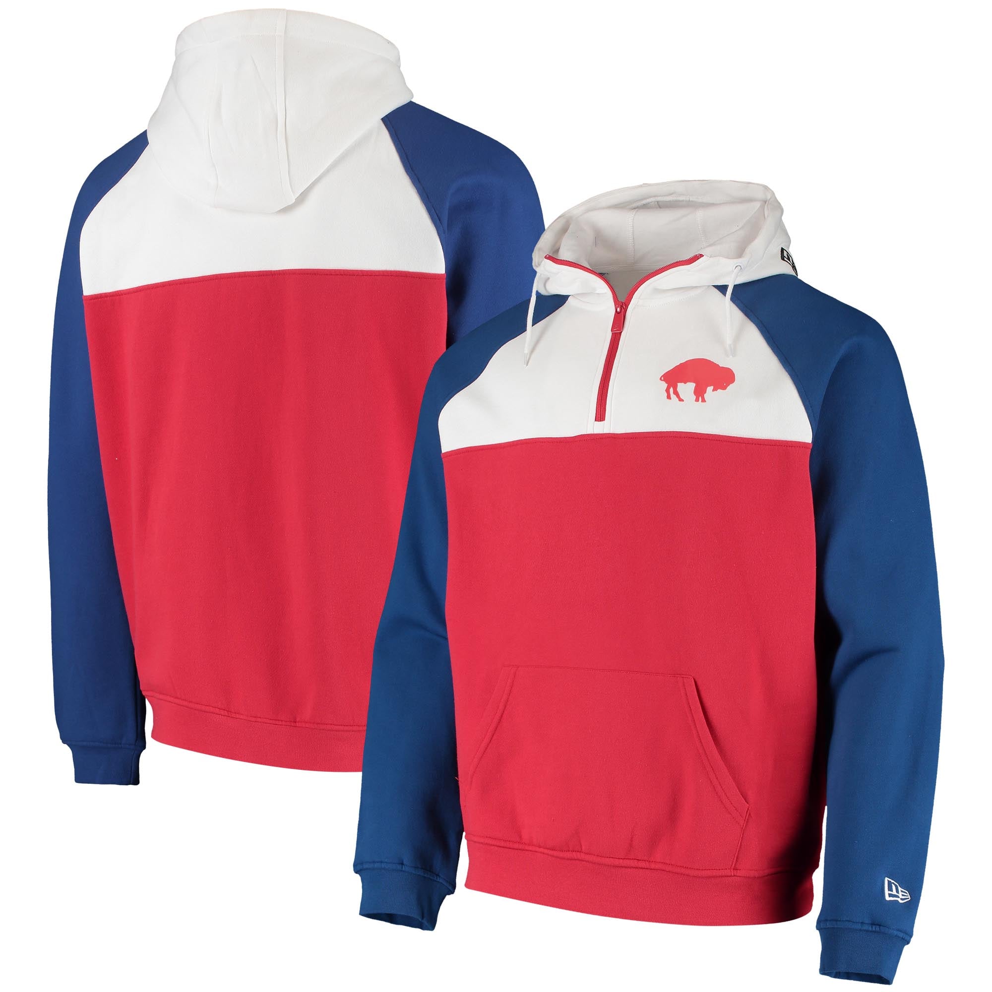 『TEN BUFFALO JKT RED M』 Men's New Era Red/White Buffalo Bills Gametime Throwback Quarter