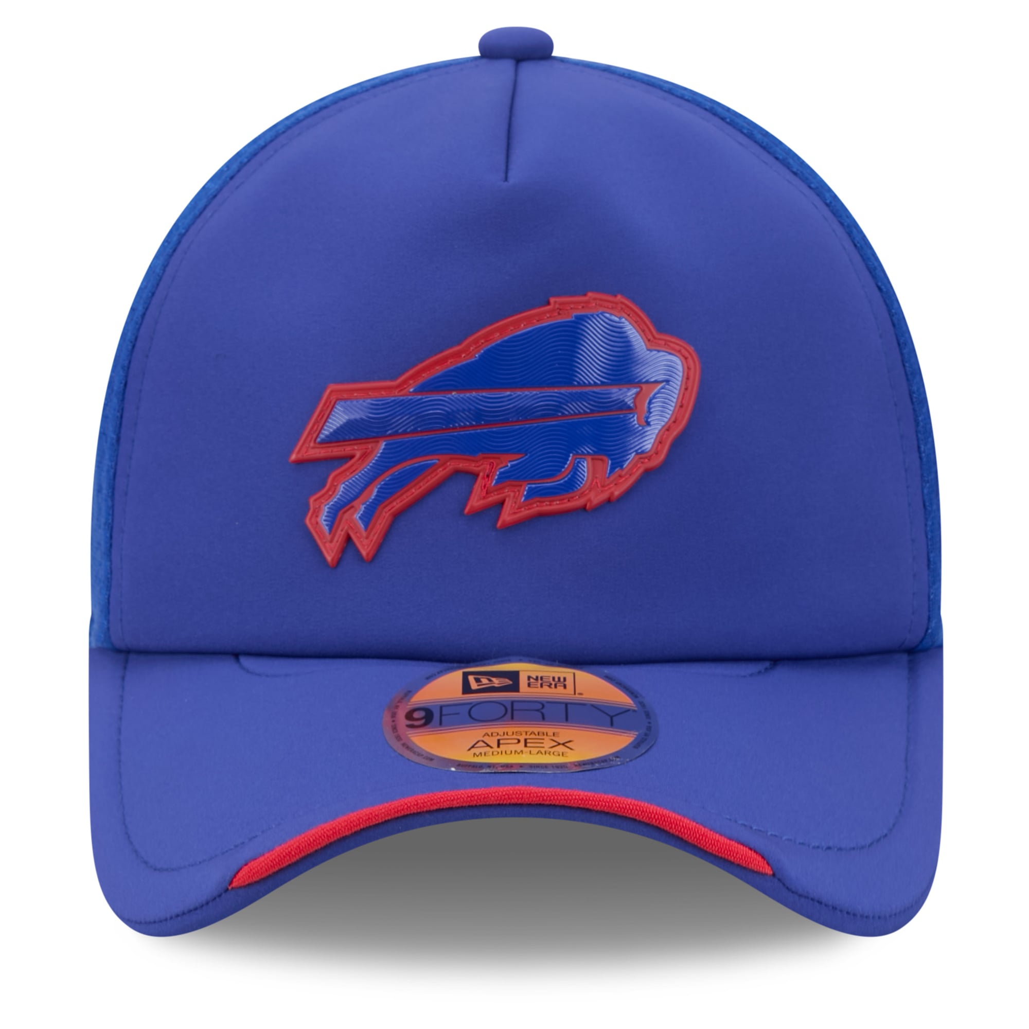 Men's New Era Royal Buffalo Bills 2026 Sideline Apex 9FORTY Adjustable Trucker Hat