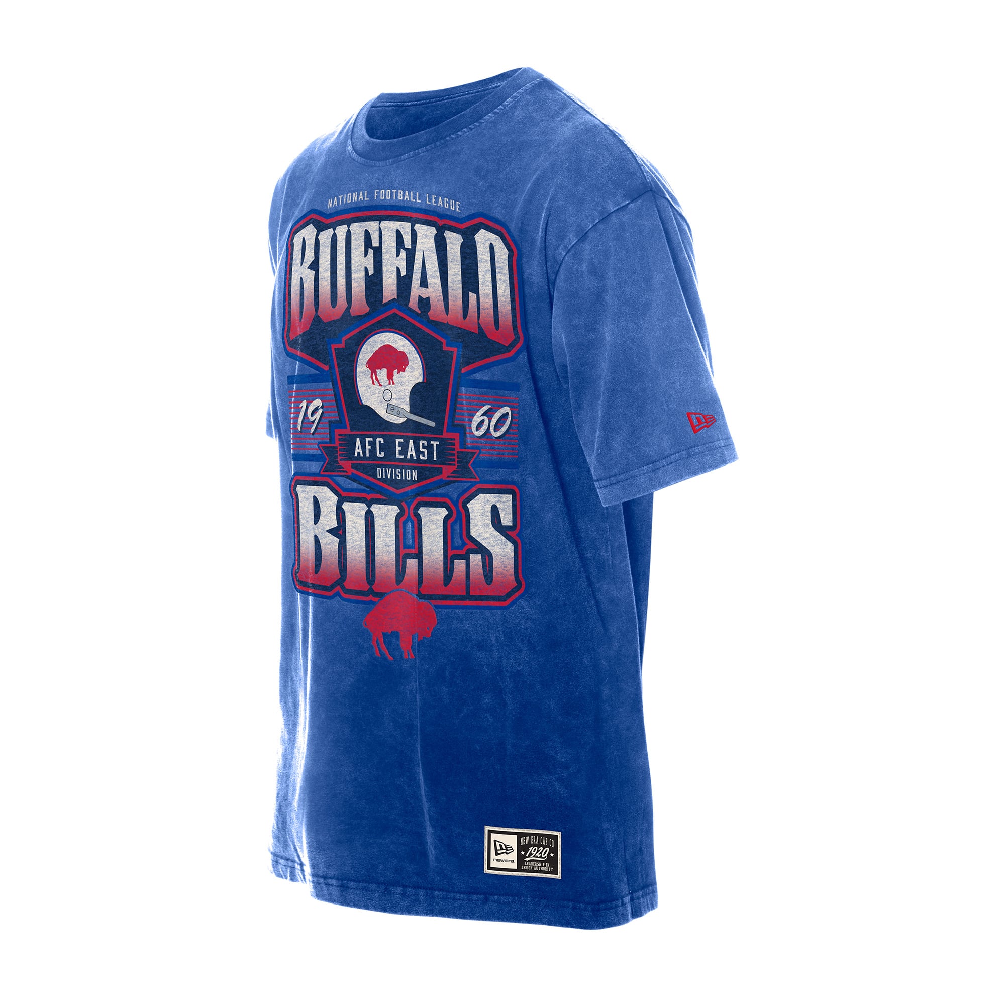 T-shirt New Era Royal Buffalo Bills Throwback à délavage minéral pour homme