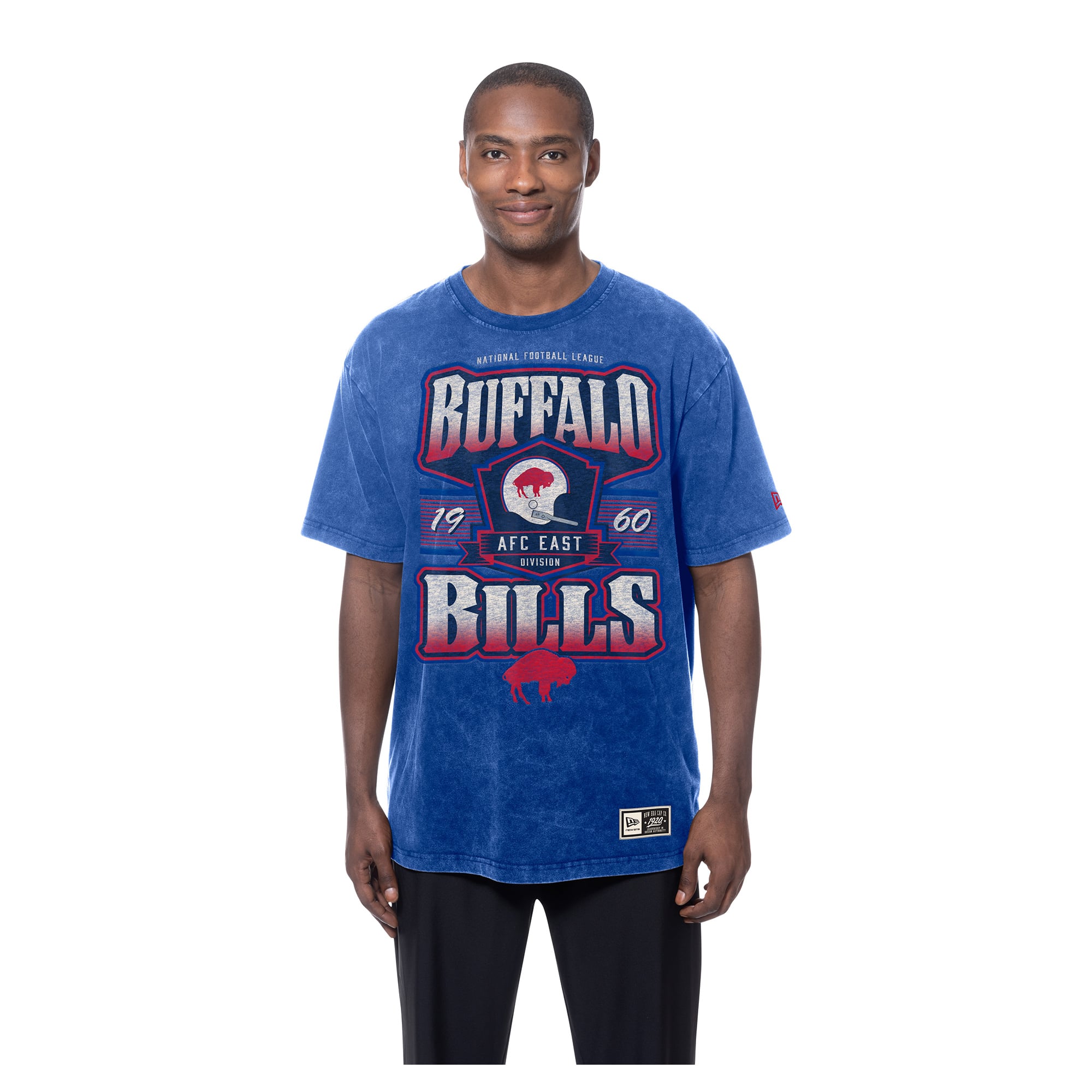 T-shirt New Era Royal Buffalo Bills Throwback à délavage minéral pour homme