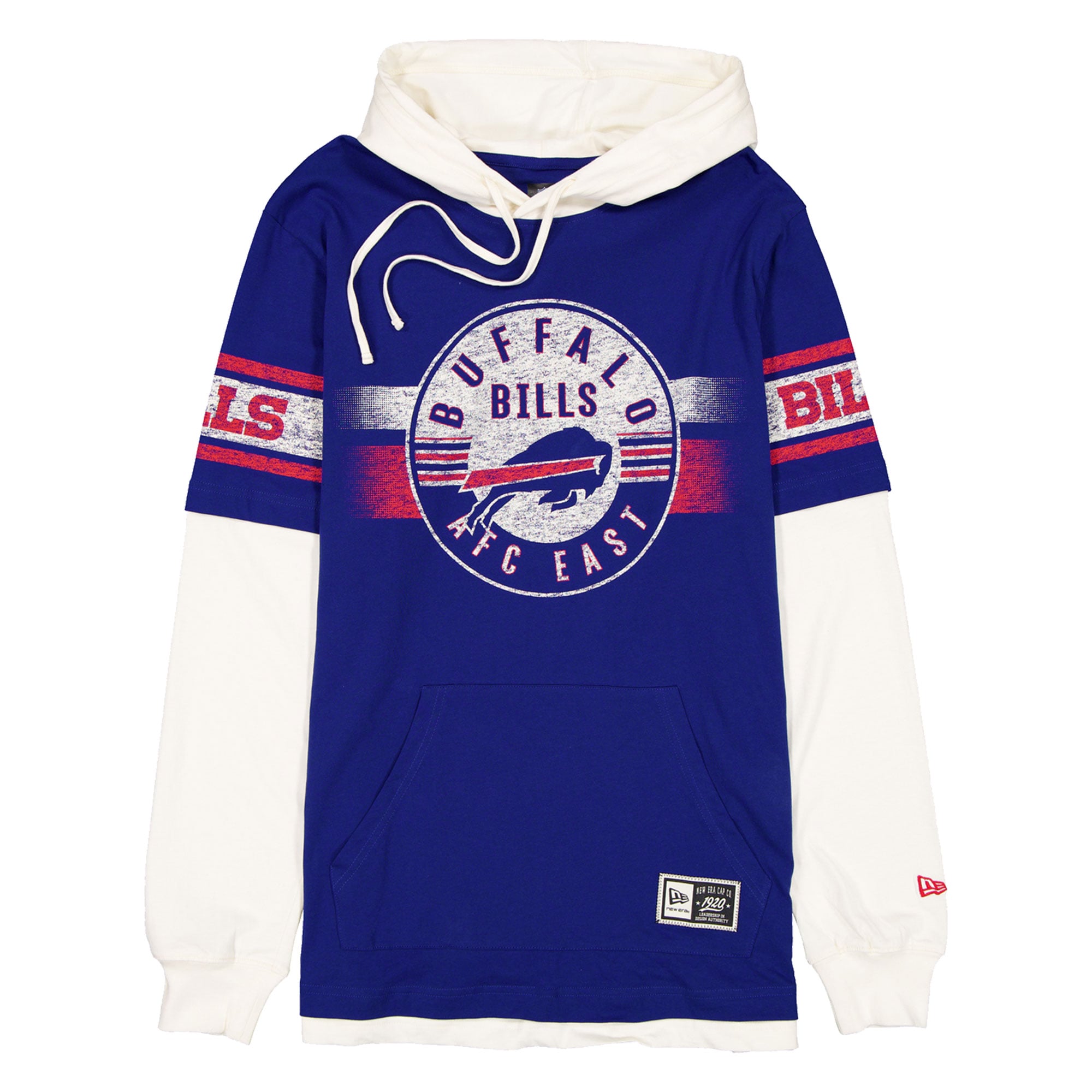 T-shirt à capuche manches longues superposées New Era Royal Buffalo Bills pour homme