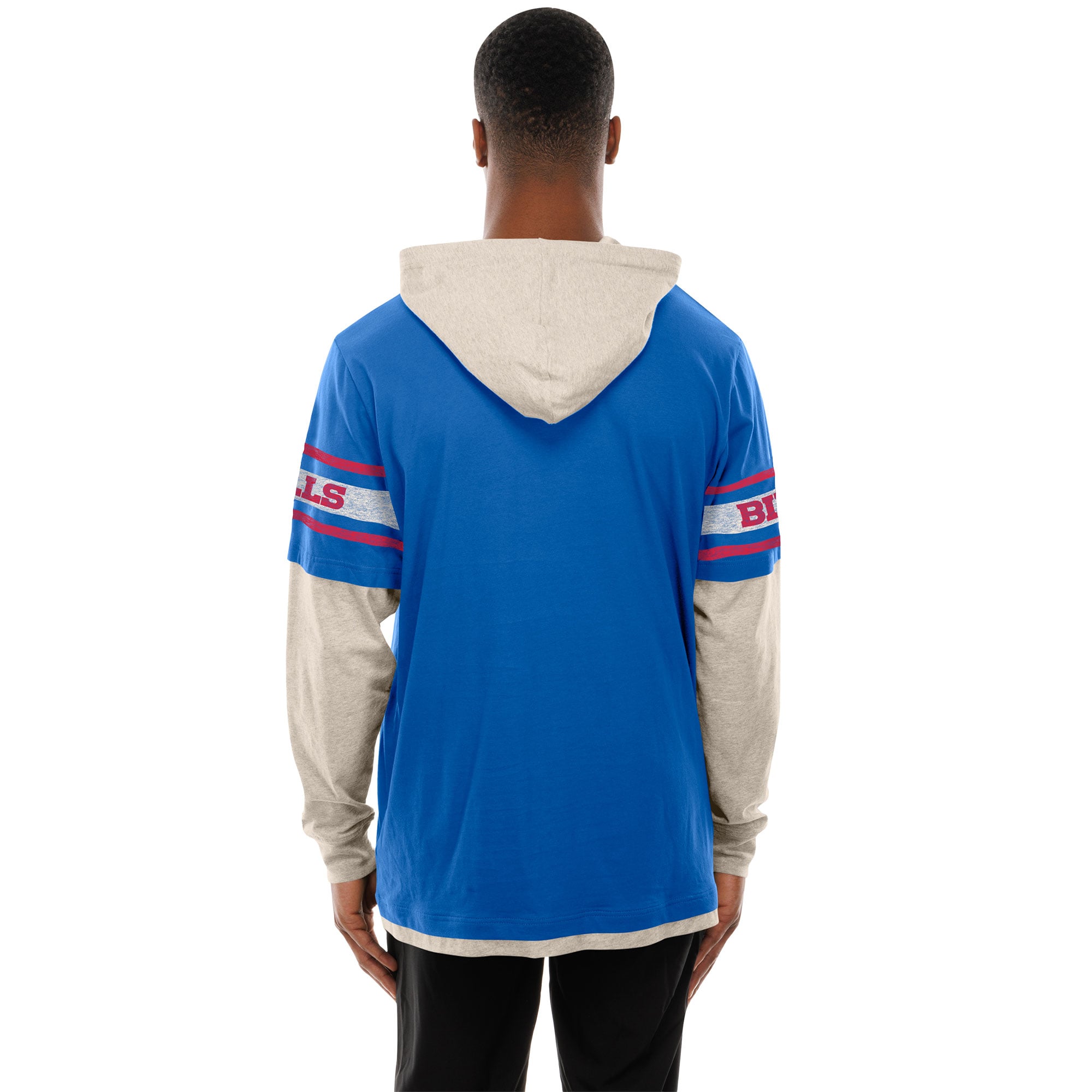 T-shirt à capuche manches longues superposées New Era Royal Buffalo Bills pour homme