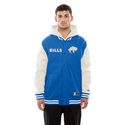 Buffalo Bills New Era Full-Snap Fleece Hooded Jacket - Royal/Cream