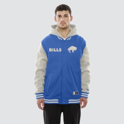 Buffalo Bills New Era Full-Snap Fleece Hooded Jacket - Royal/Cream