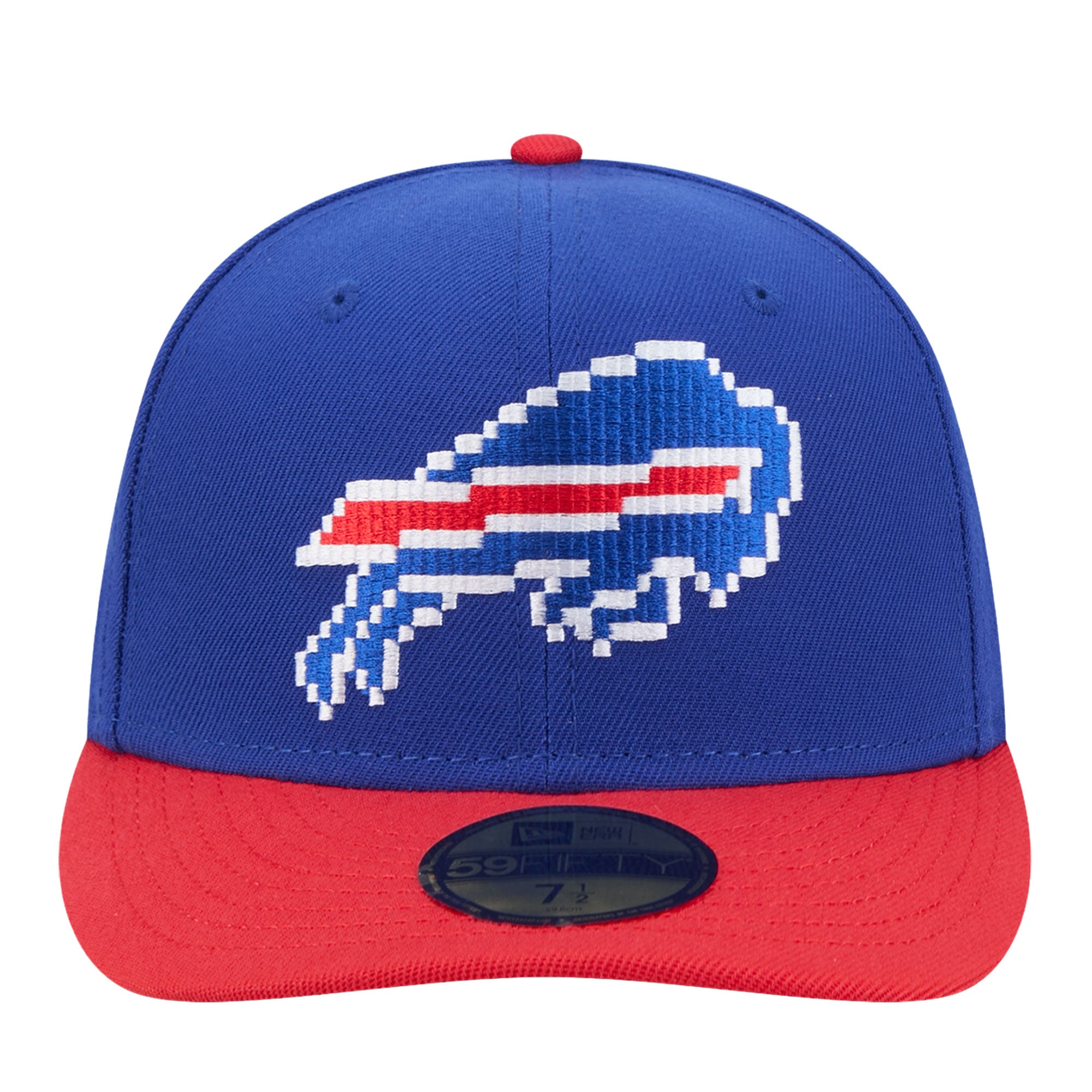 Men's New Era Royal/Red Buffalo Bills Pixel Curved 59FIFTY Fitted Hat