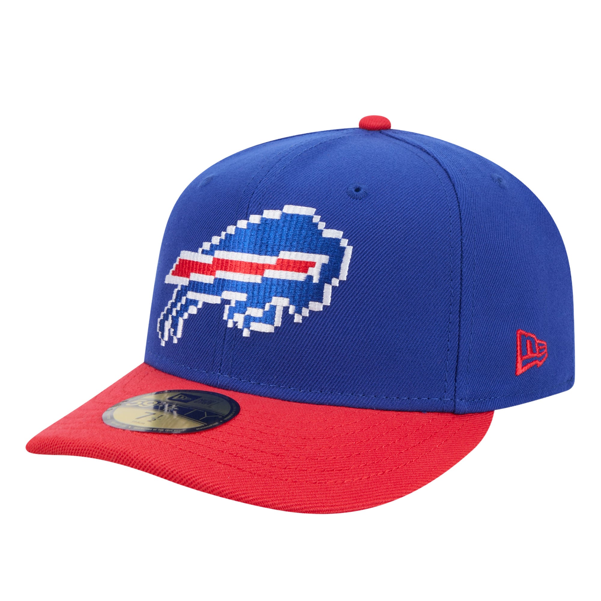 Men's New Era Royal/Red Buffalo Bills Pixel Curved 59FIFTY Fitted Hat