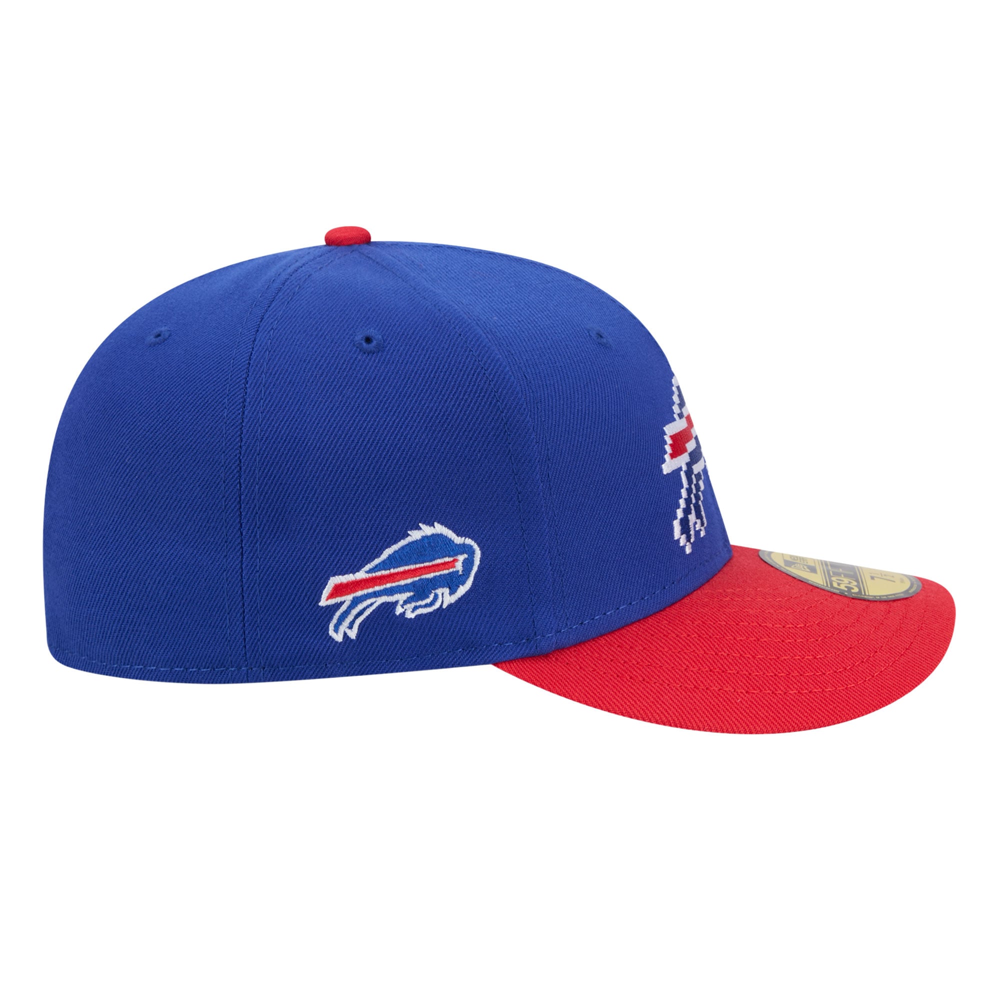 Men's New Era Royal/Red Buffalo Bills Pixel Curved 59FIFTY Fitted Hat