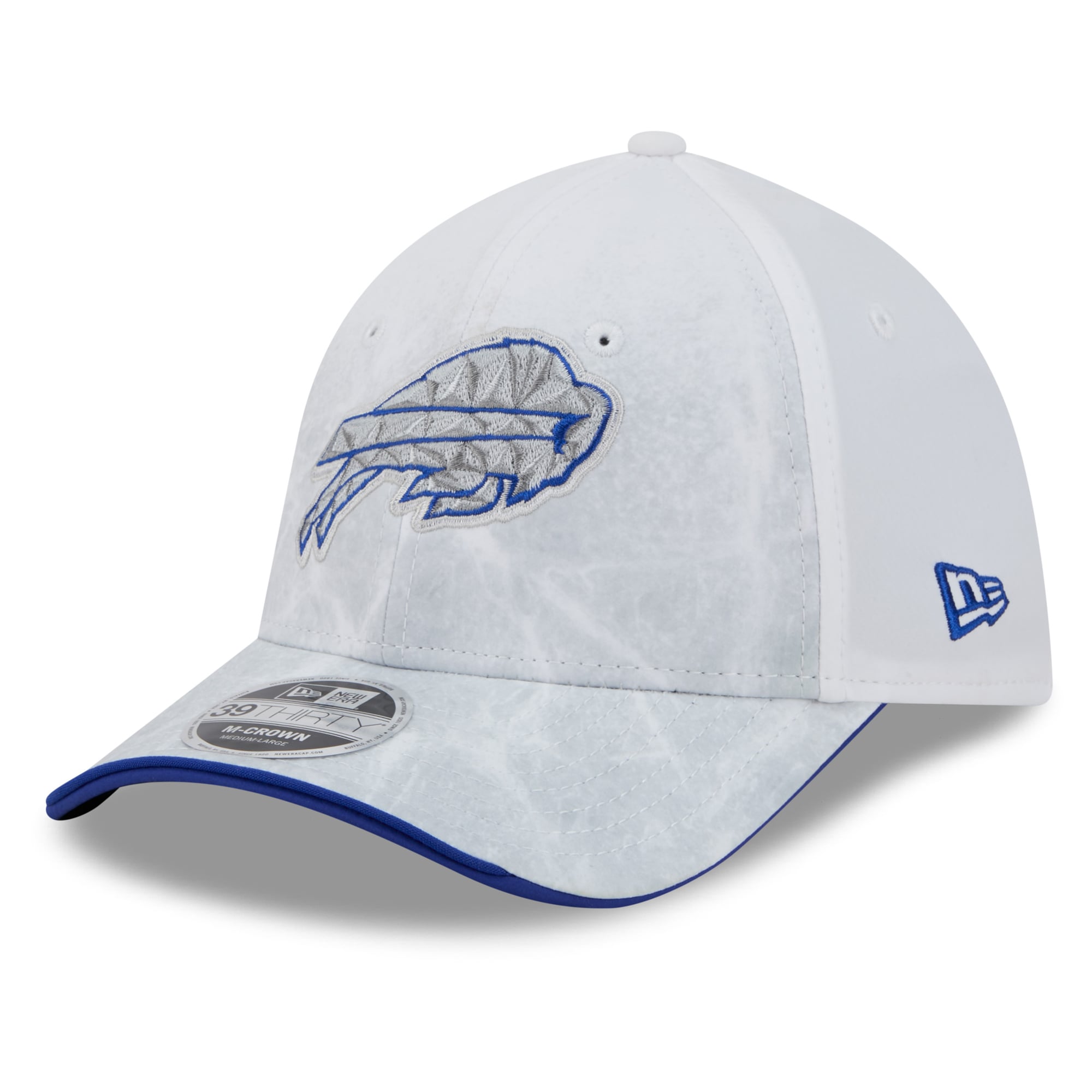 Men's New Era White Buffalo Bills Rivalries Collection 39THIRTY M-Crown Stretch Hat