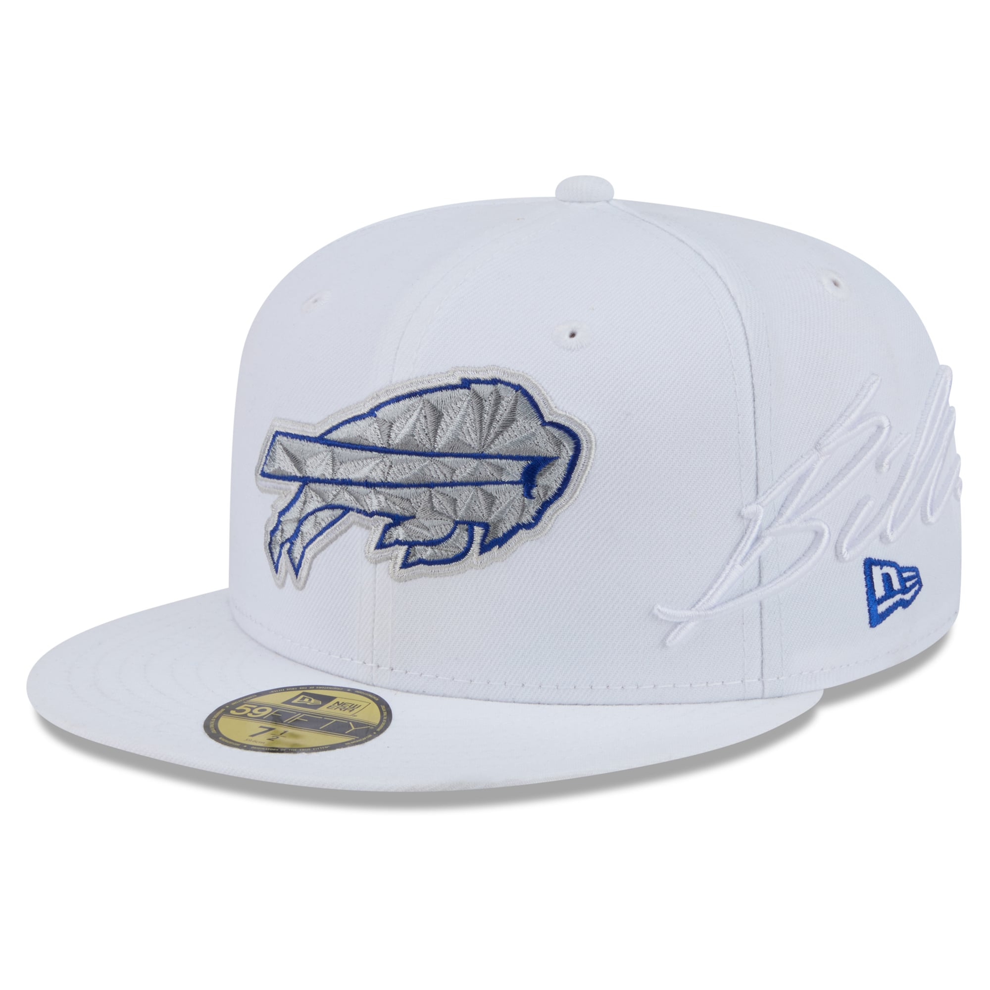 Men's New Era White Buffalo Bills Rivalries Collection Fan Pack Side Script 59FIFTY Fitted Hat