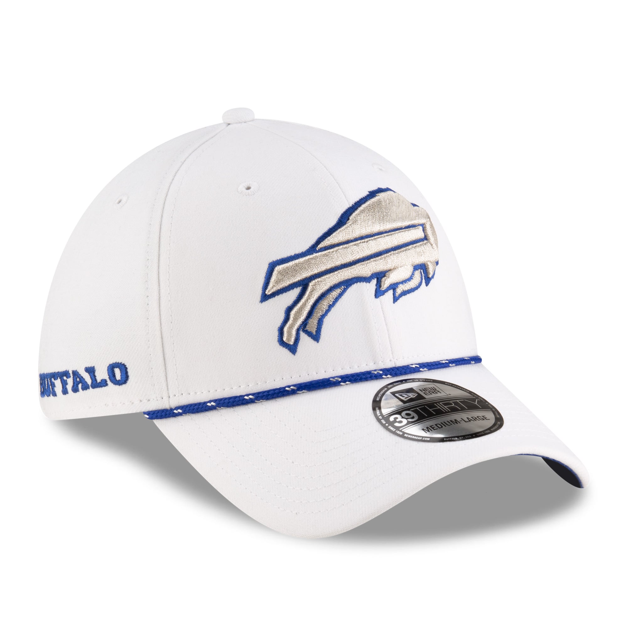 Men's New Era White Buffalo Bills Rivalries Collection On-Field 39THIRTY Flex Hat