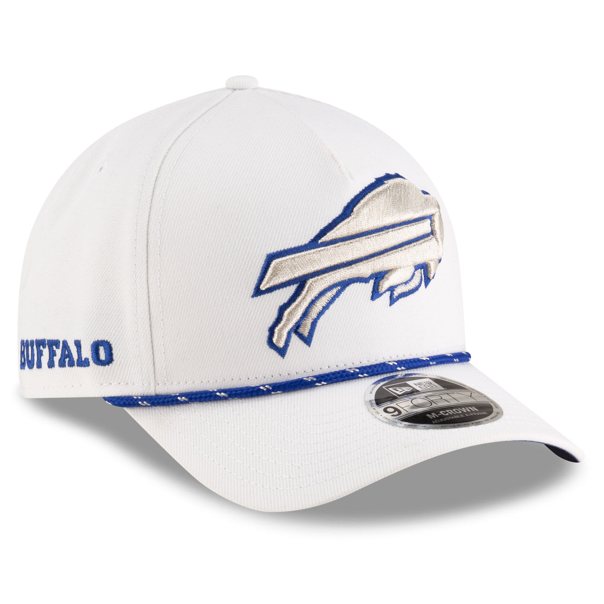 Men's New Era White Buffalo Bills Rivalries Collection On-Field 9FORTY M-Crown A-Frame Adjustable Hat