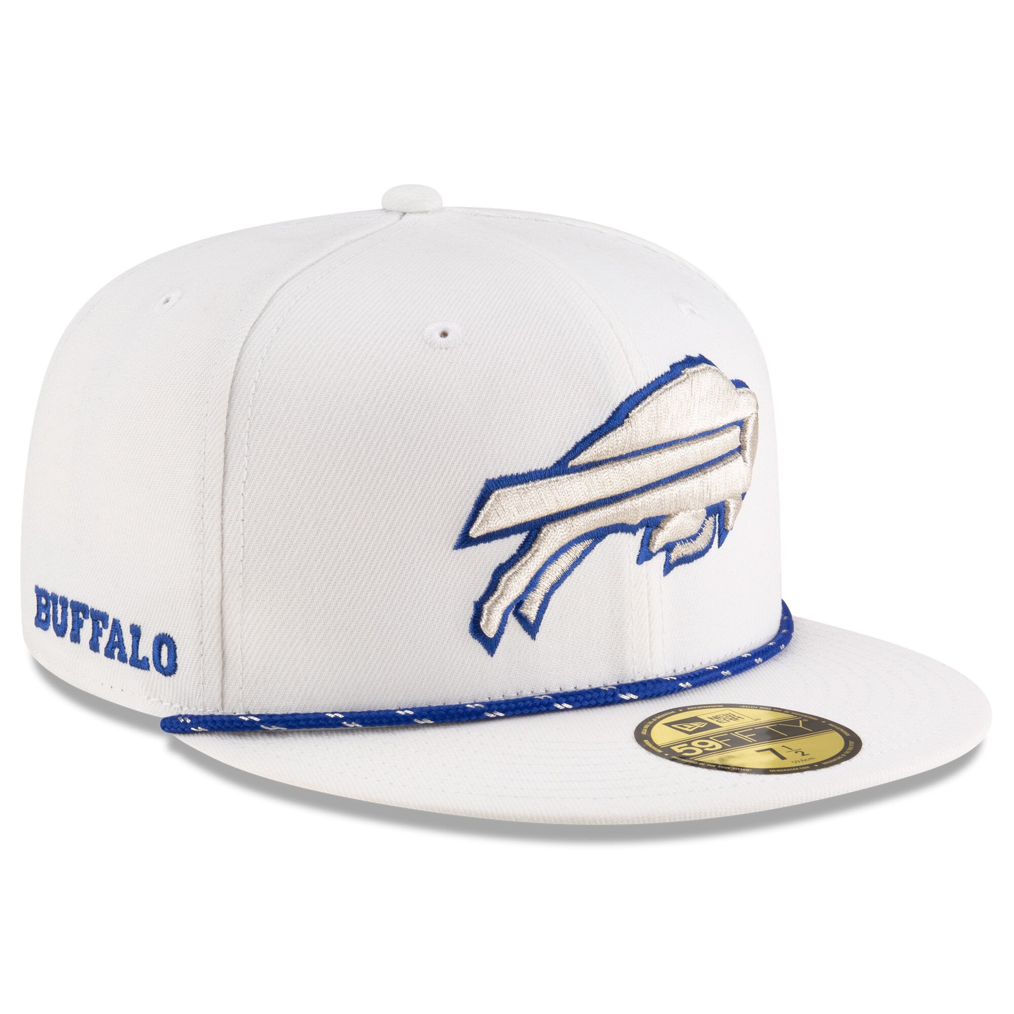 Men's New Era  White Buffalo Bills Rivalries Collection Sideline Rope 59FIFTY Fitted Hat