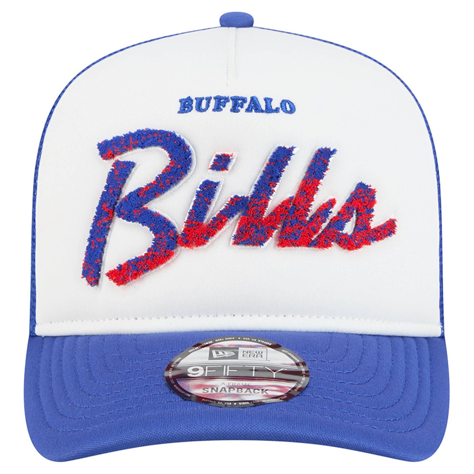 Men's New Era White/Royal Buffalo Bills Foam A-Frame 9FIFTY Snapback Trucker Hat