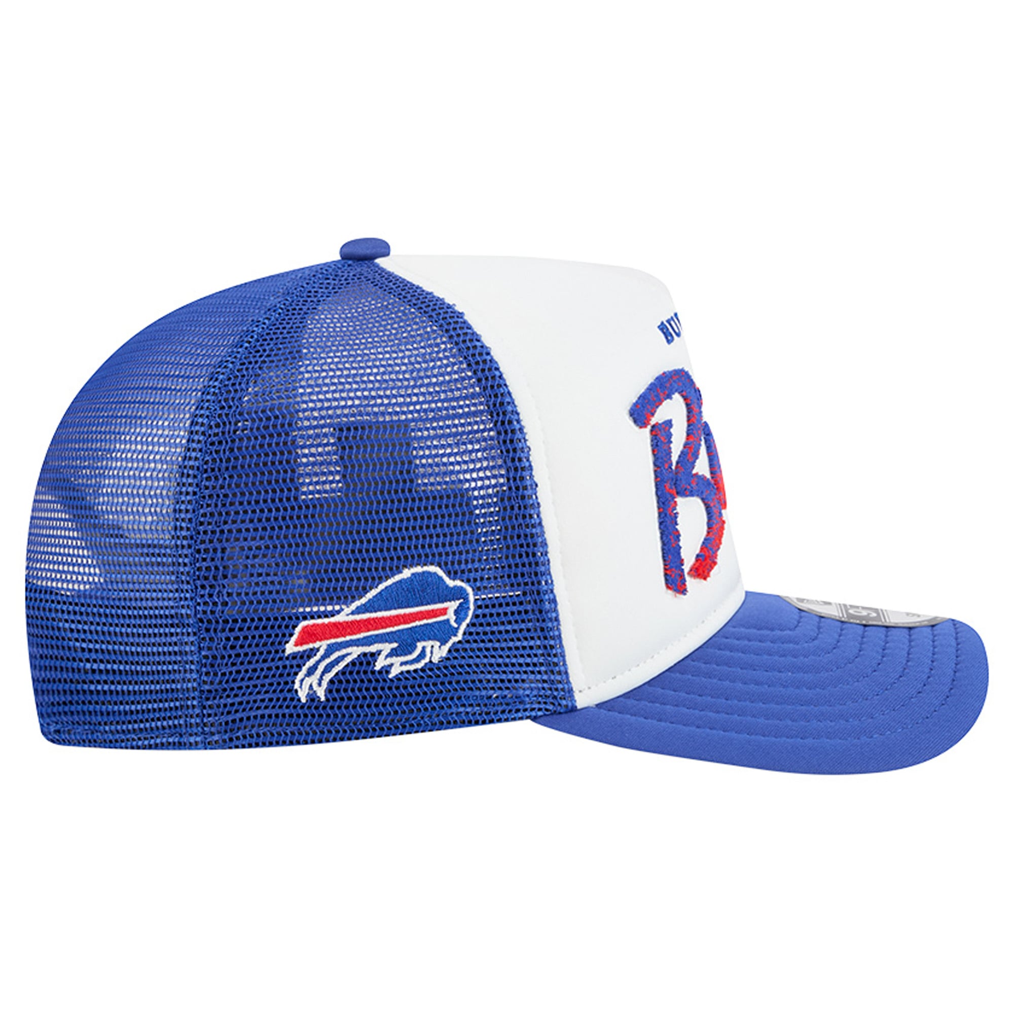 Men's New Era White/Royal Buffalo Bills Foam A-Frame 9FIFTY Snapback Trucker Hat