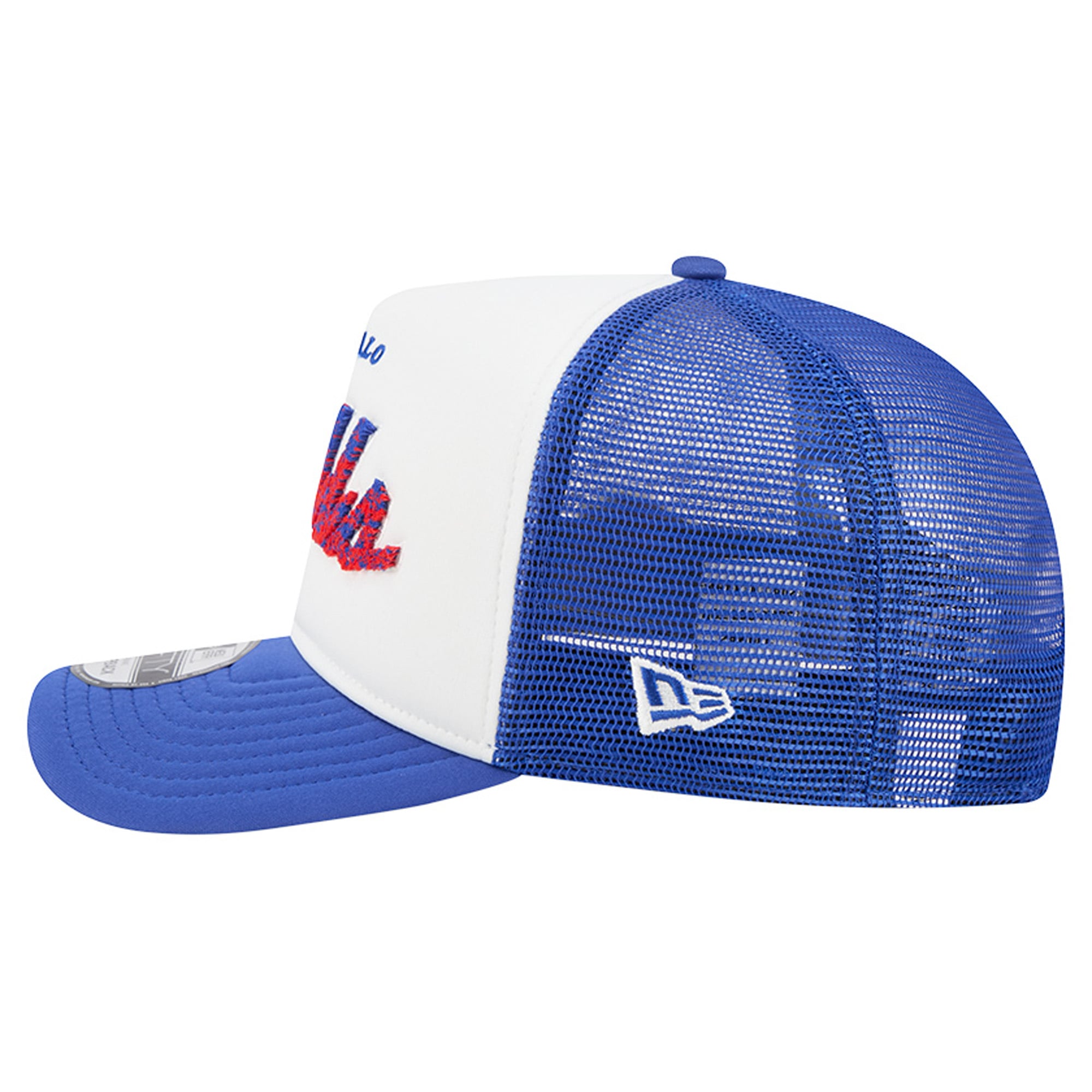 Men's New Era White/Royal Buffalo Bills Foam A-Frame 9FIFTY Snapback Trucker Hat