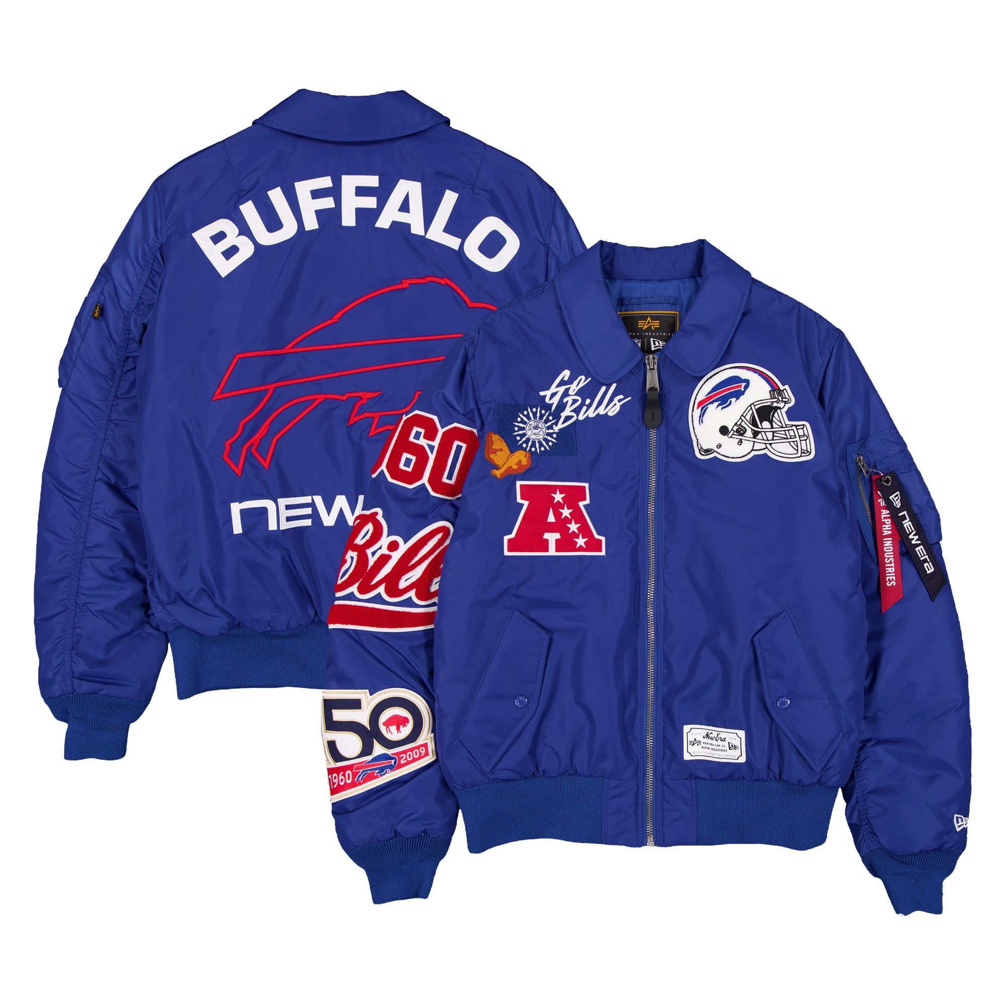 Veste bomber zippée New Era x Alpha Industries Royal Buffalo Bills MA-1 pour homme