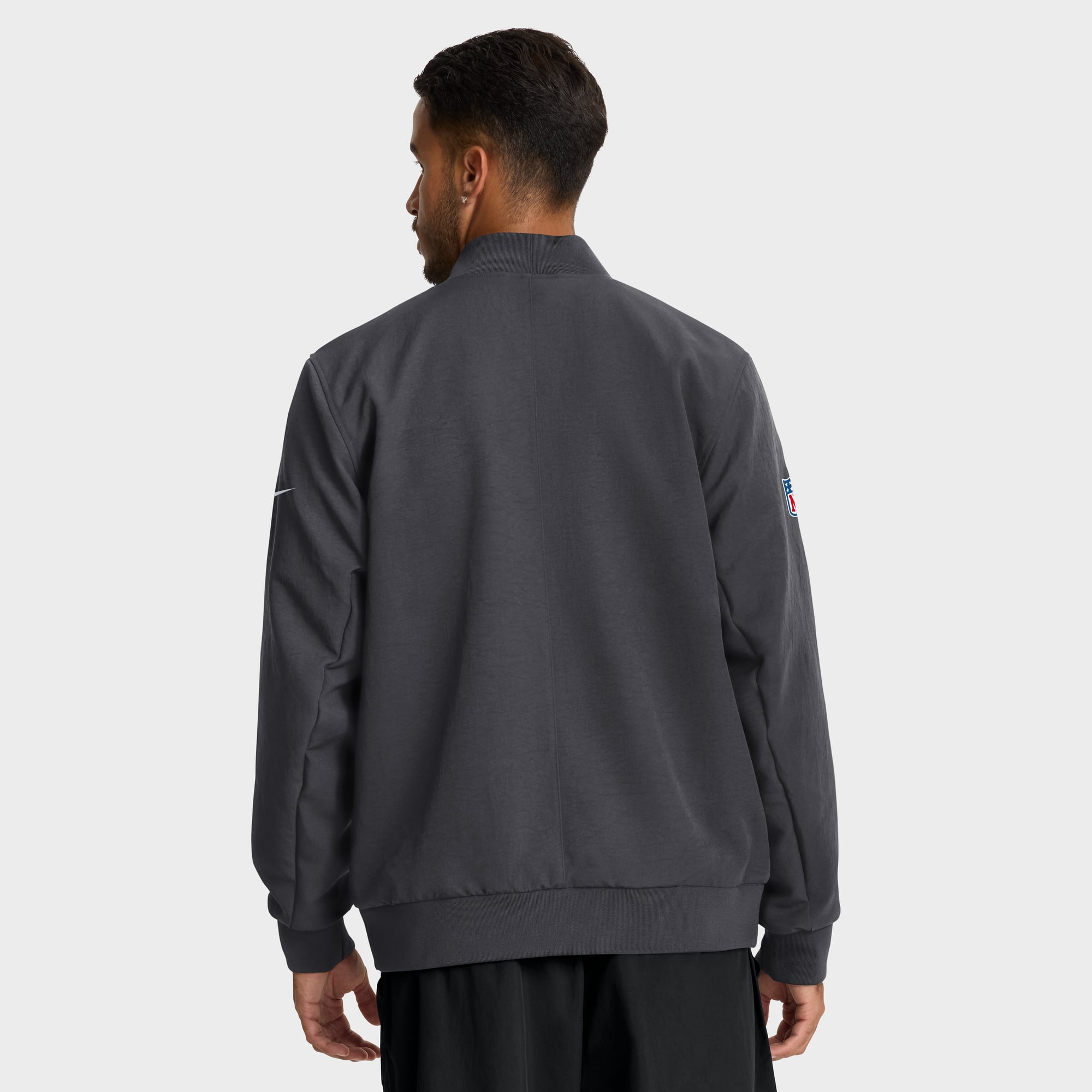 Men's Nike Anthracite Buffalo Bills Sideline Powerful Blocking Full-Zip Dri-FIT Bomber Jacket