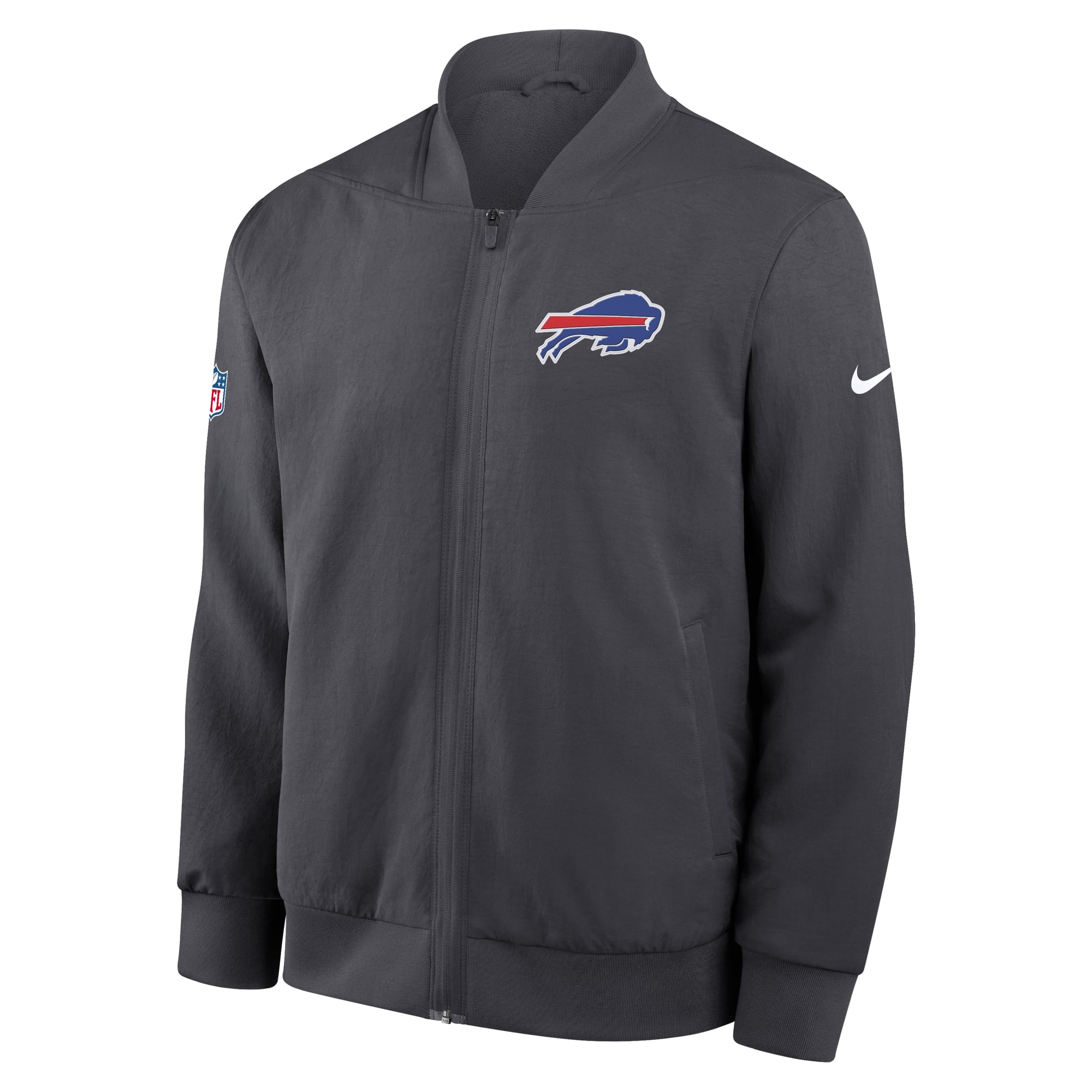 Men's Nike Anthracite Buffalo Bills Sideline Powerful Blocking Full-Zip Dri-FIT Bomber Jacket