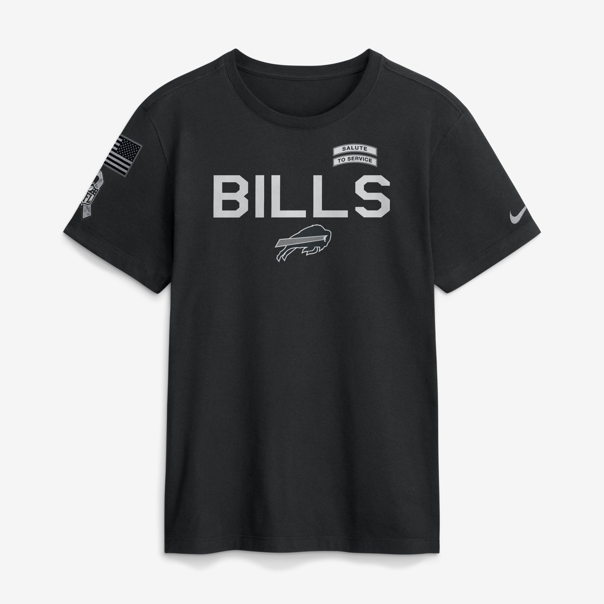 T-shirt Nike Dri-FIT noir pour homme Buffalo Bills 2026 Salute to Service Sideline