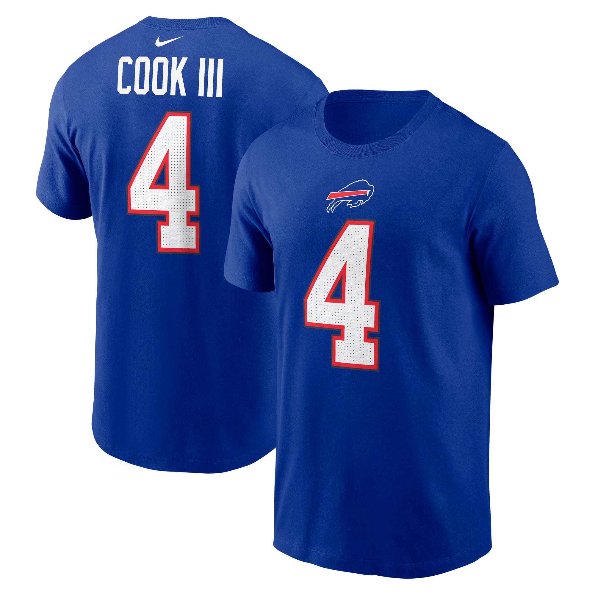 Men's Nike James Cook III Royal Buffalo Bills Name & Number T-Shirt