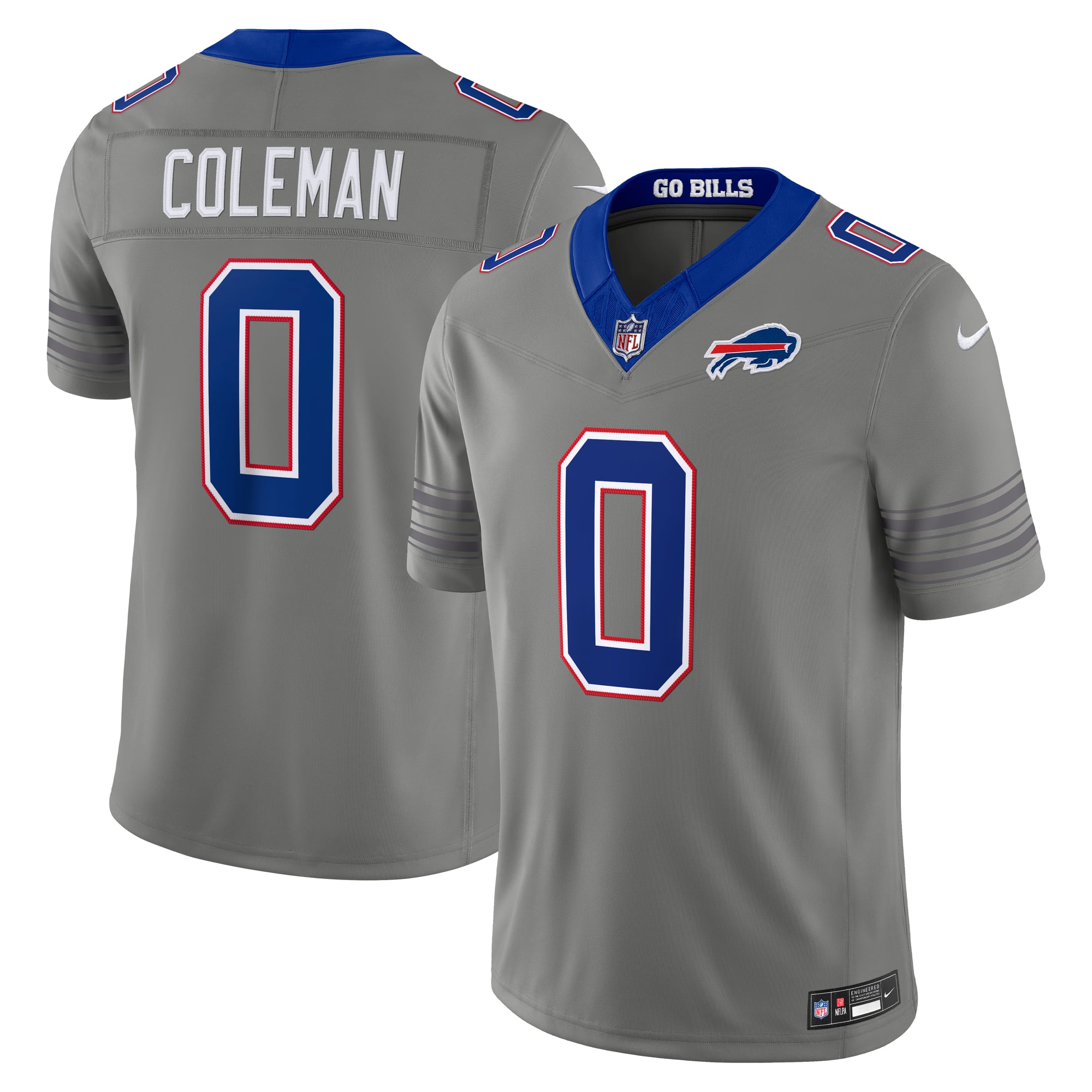 Men's Nike Keon Coleman Gray Buffalo Bills Nickel City Vapor F.U.S.E. Stitched Limited Jersey