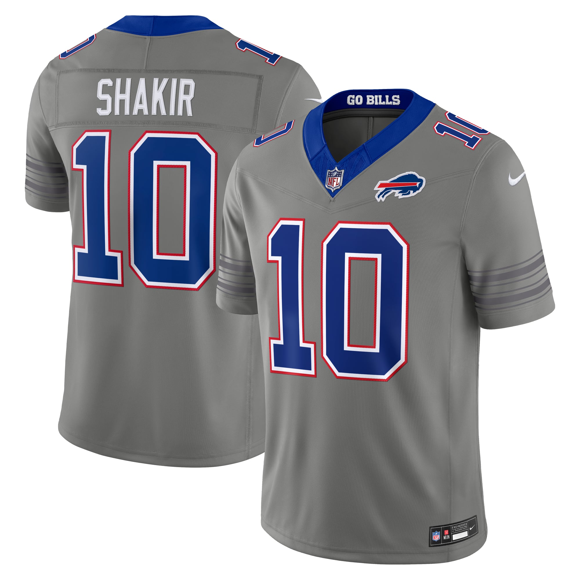 Men's Nike Khalil Shakir Gray Buffalo Bills Nickel City Vapor F.U.S.E. Stitched Limited Jersey