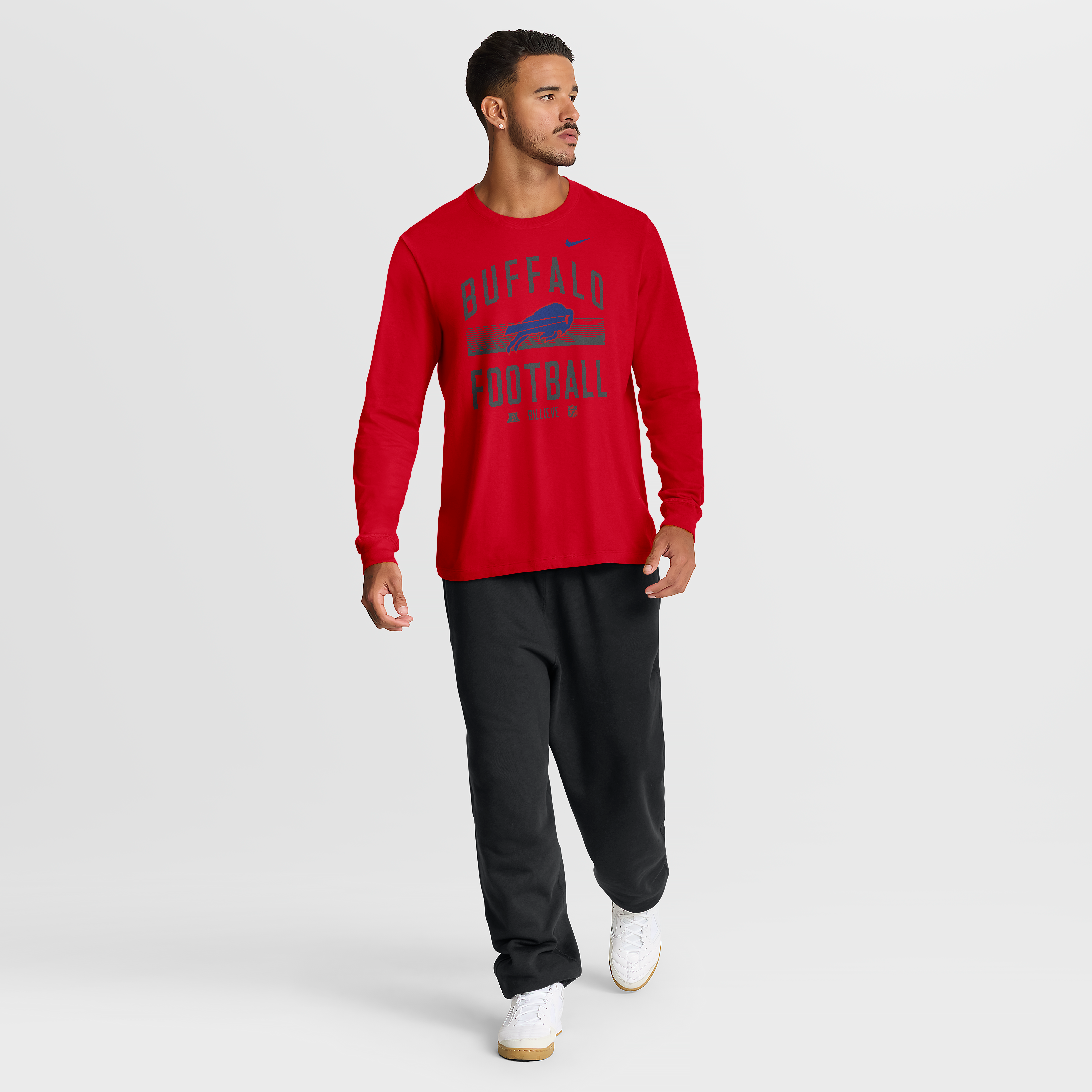 T-shirt à manches longues en coton essentiel Nike Buffalo Bills rouge pour homme