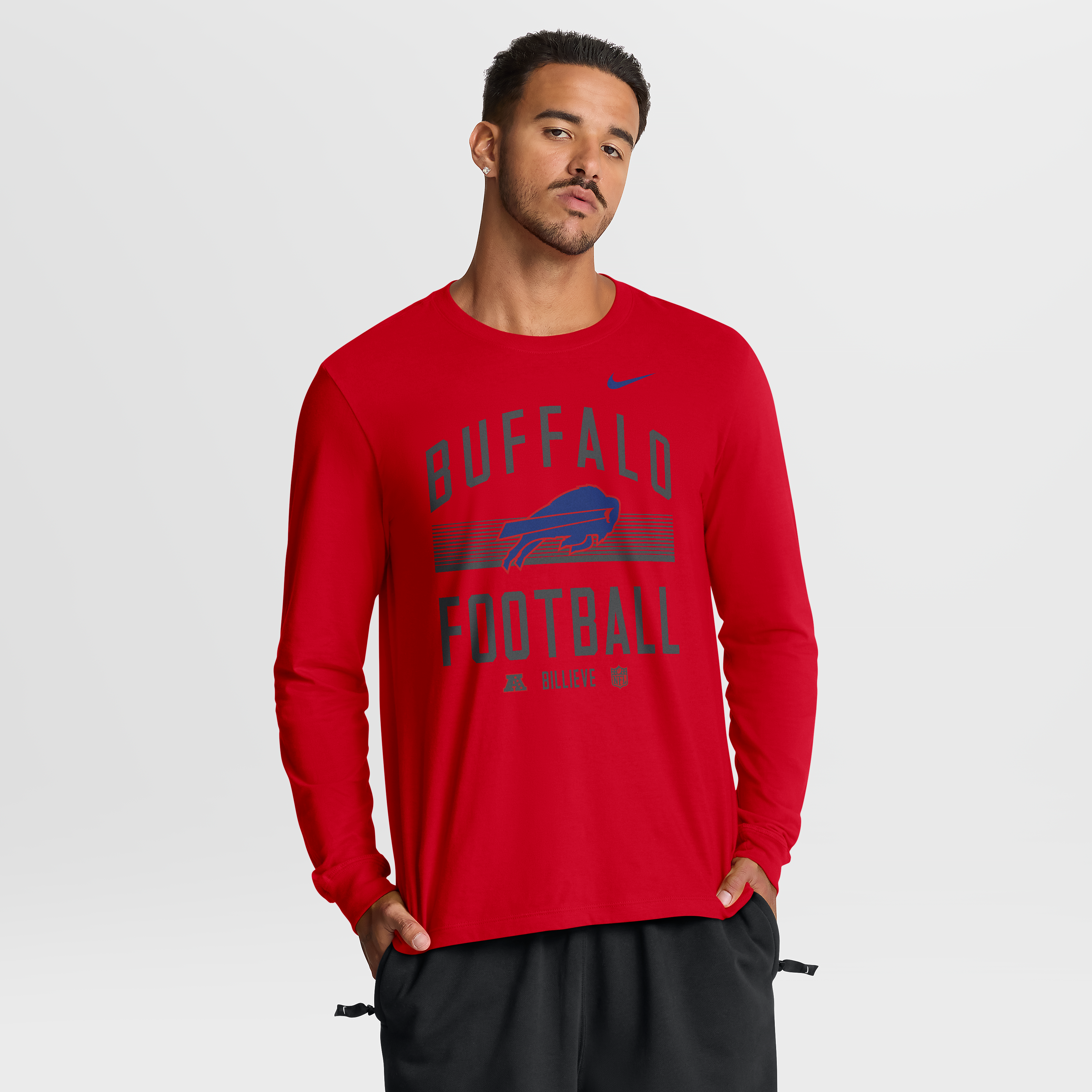 T-shirt à manches longues Nike rouge Buffalo Bills Essential pour homme