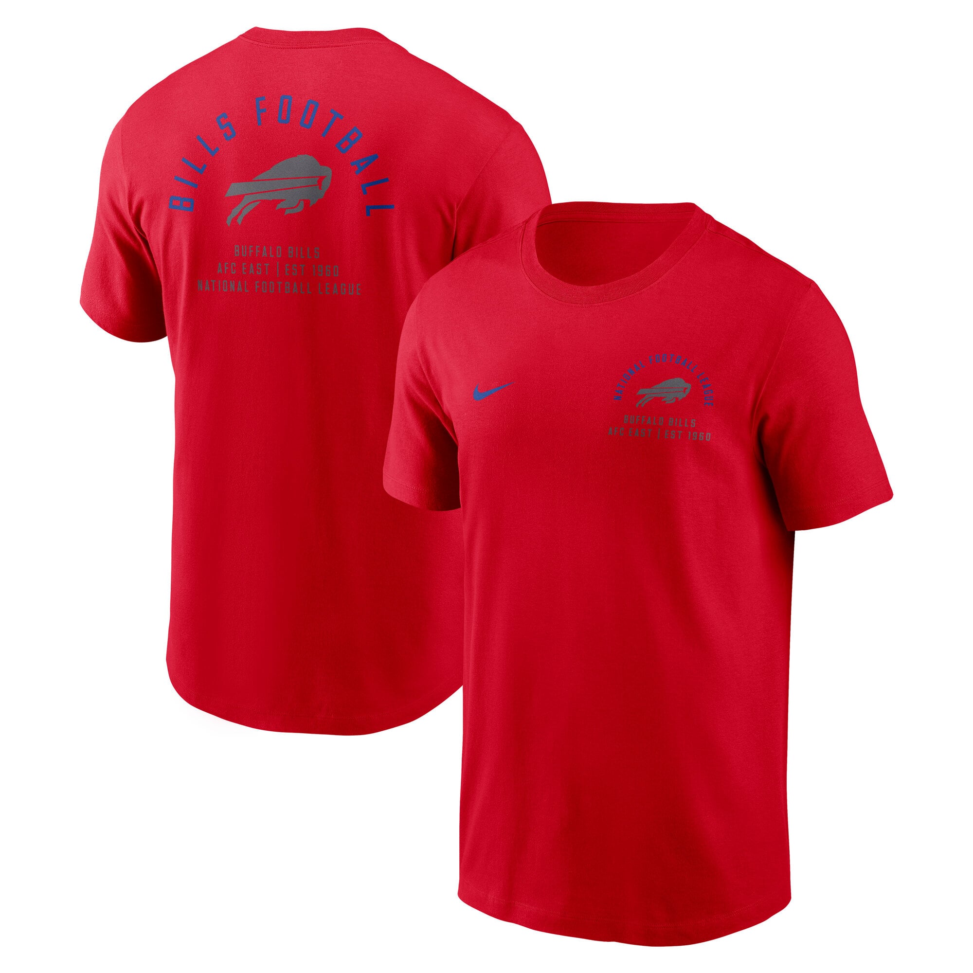 T-shirt Nike rouge Buffalo Bills à logo divisé pour homme