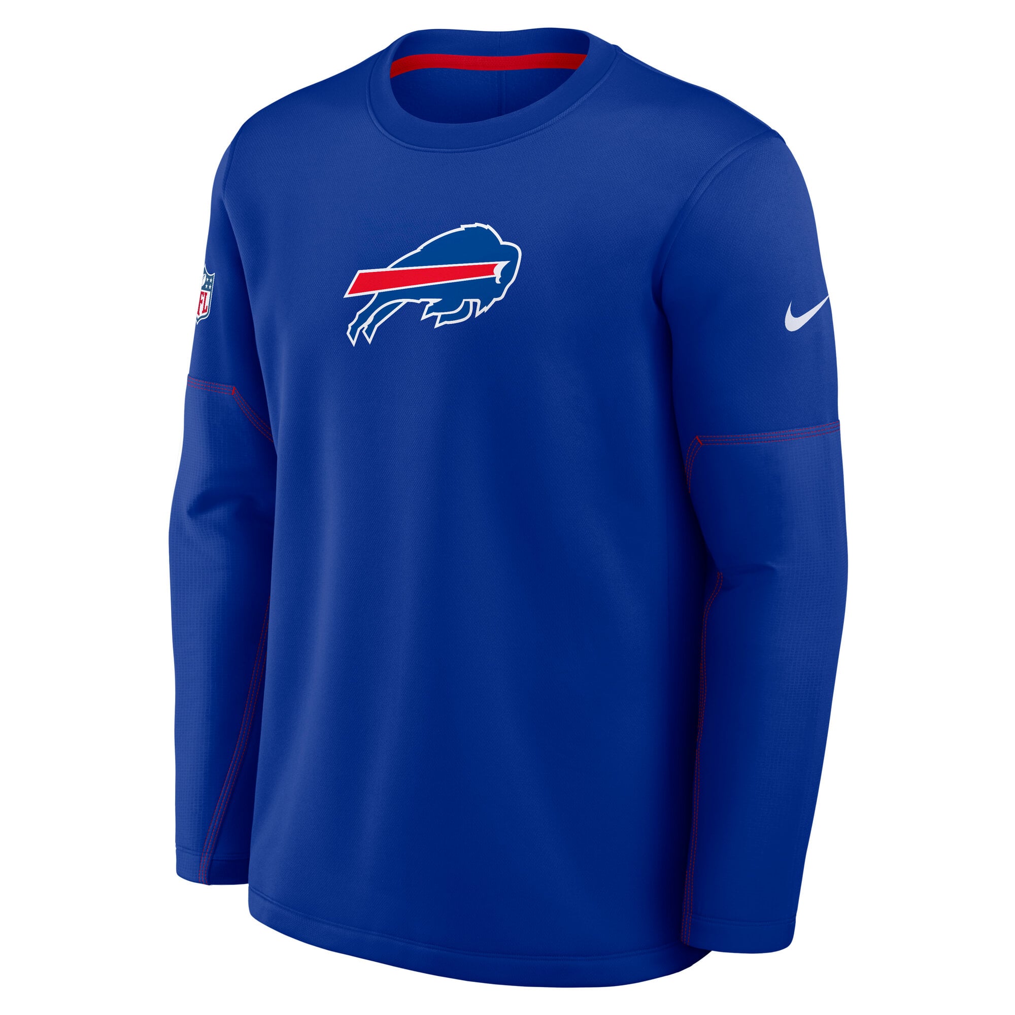Haut à col rond Nike Royal Buffalo Bills Sideline Coach pour homme, modèle Therma-FIT mi-lourd