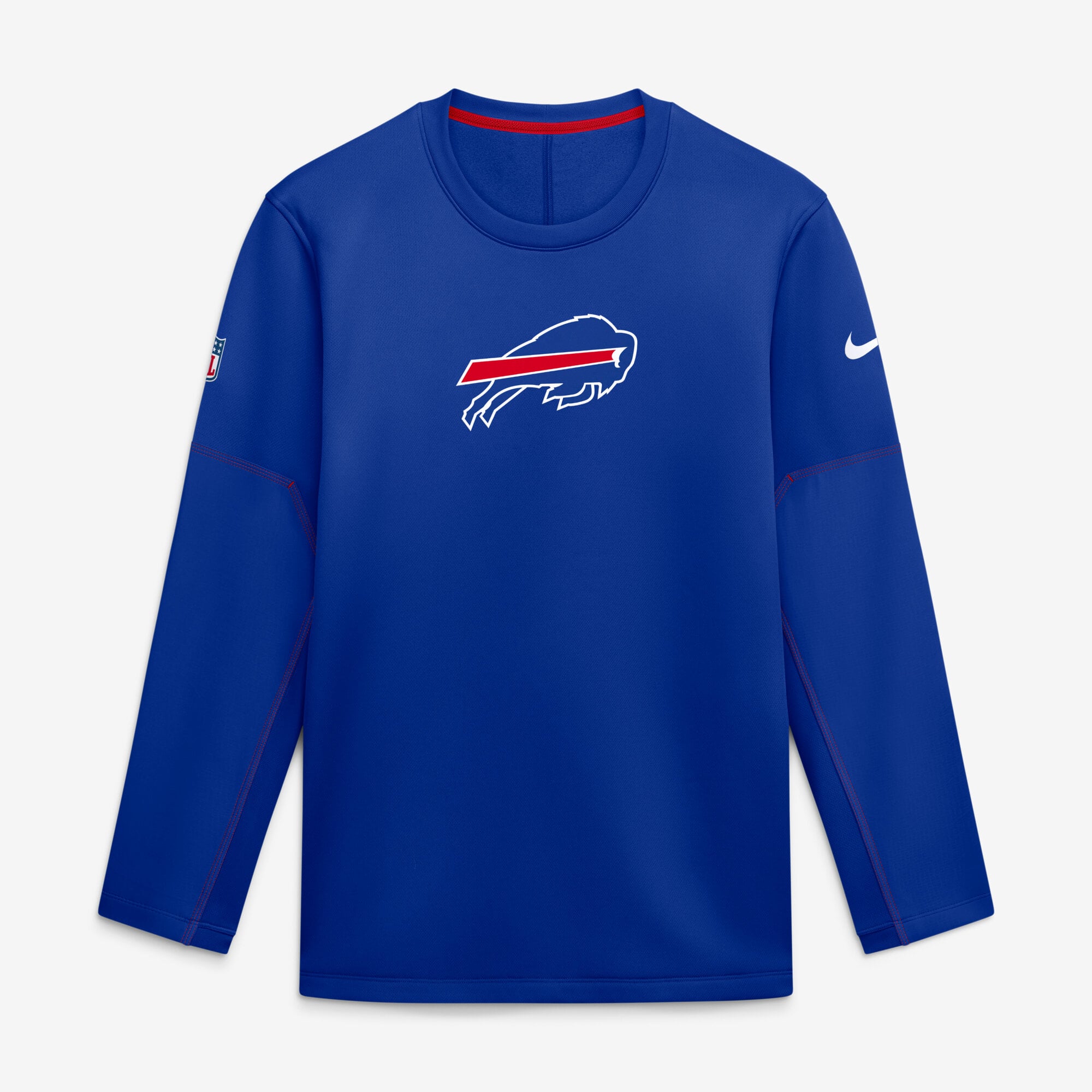 Men's Nike Royal Buffalo Bills Sideline Coach Midweight Therma-FIT Crewneck Top