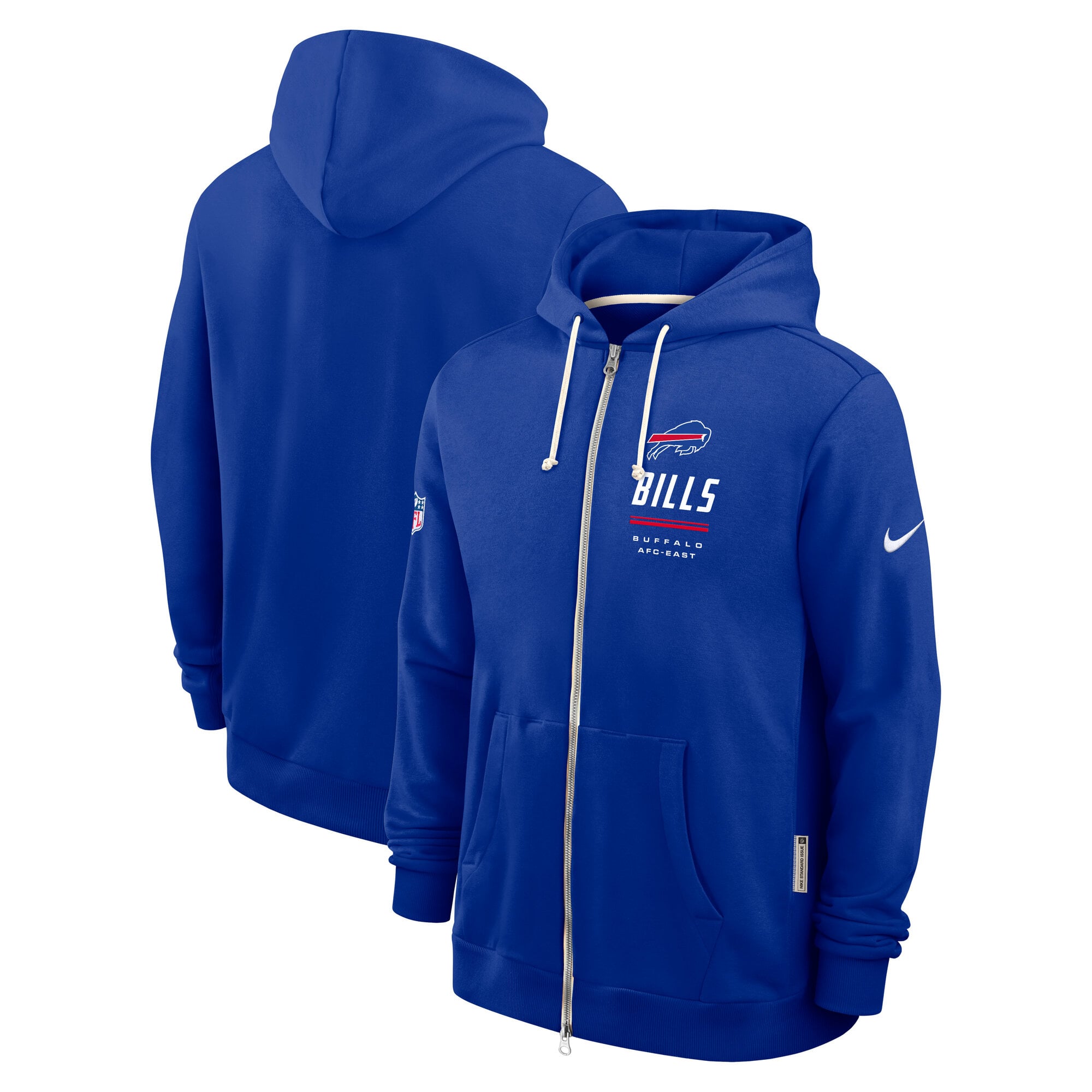 Men's Nike Royal Buffalo Bills Sideline Standard Issue Quarterback Scramble Dri-FIT Full-Zip Hoodie