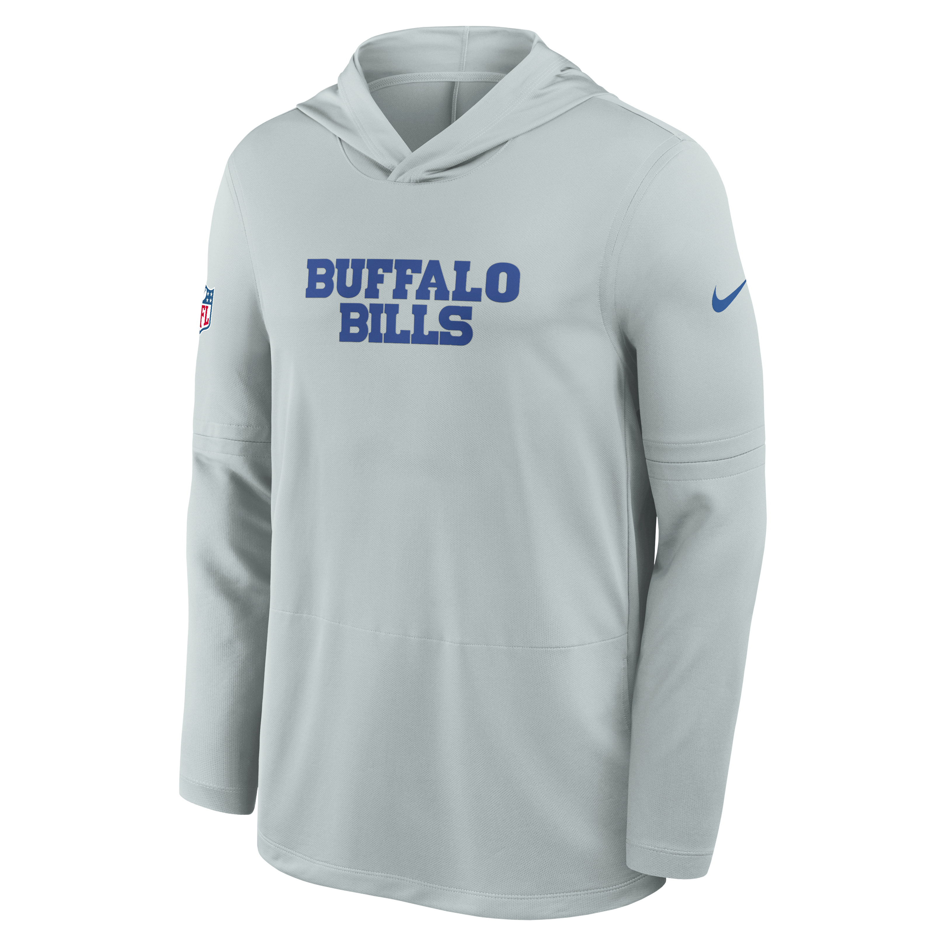 Men's Nike Silver Buffalo Bills Rivalries Collection Sideline Lightweight Hooded Long Sleeve Top