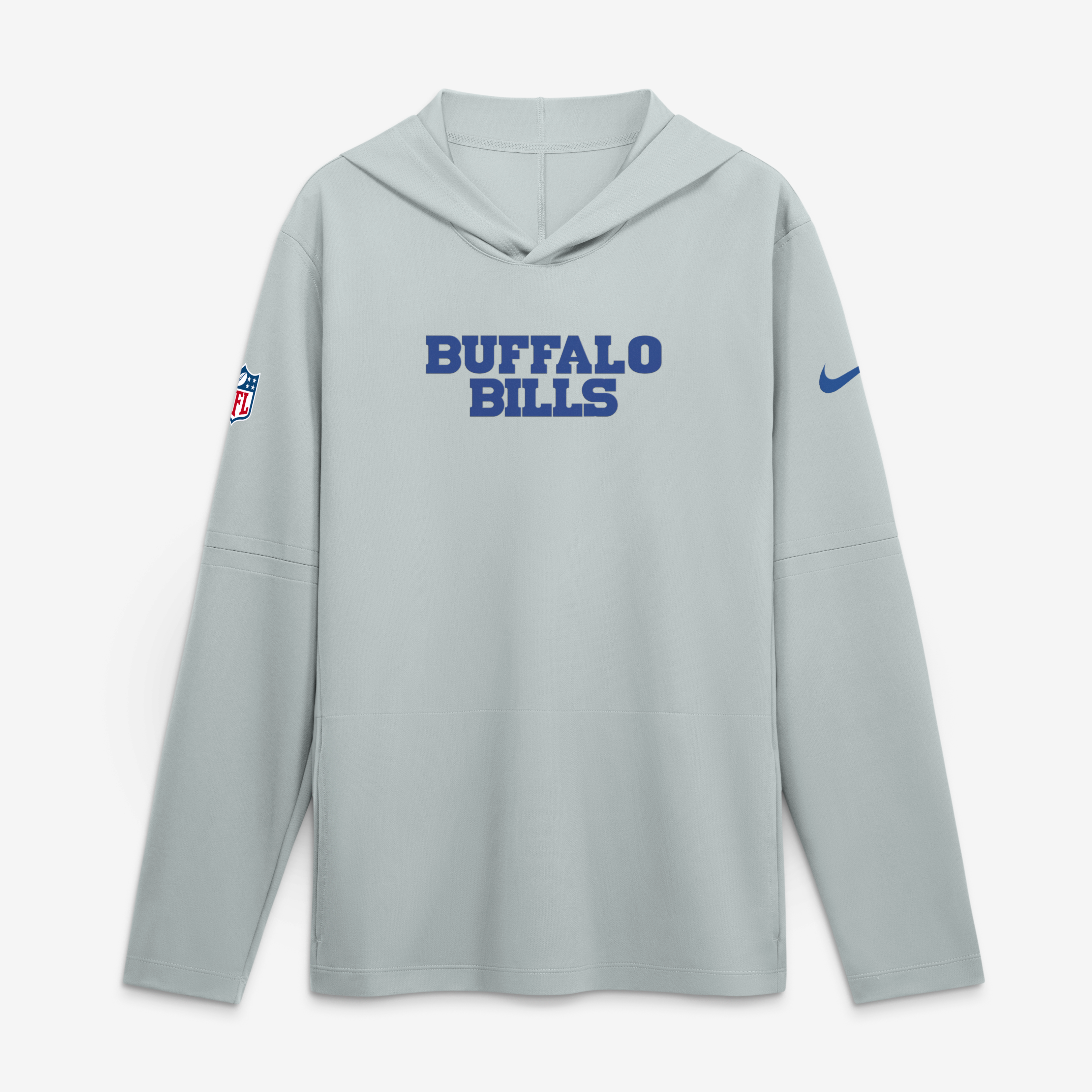 Men's Nike Silver Buffalo Bills Rivalries Collection Sideline Lightweight Hooded Long Sleeve Top