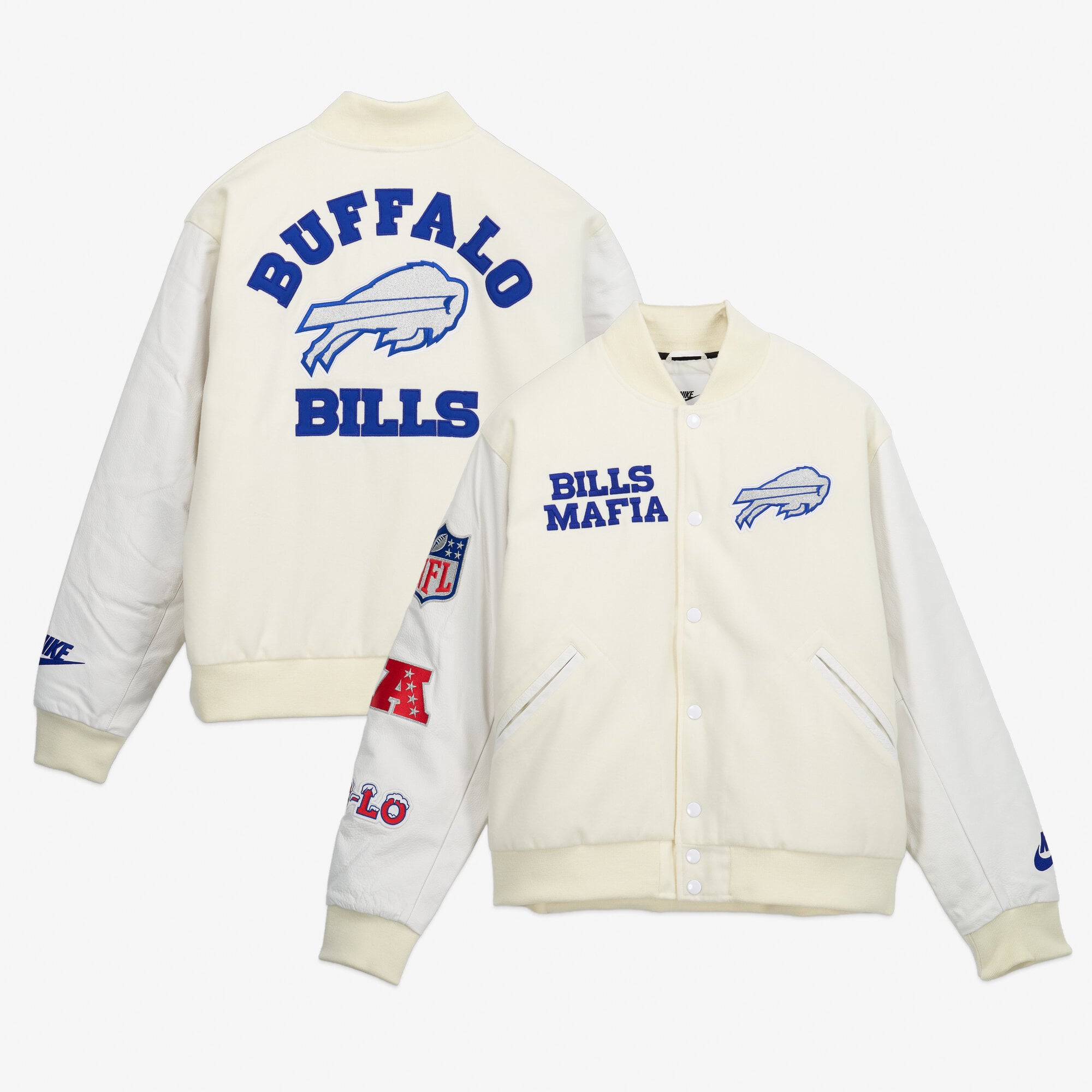 Men's Nike  White Buffalo Bills Rivalries Collection Full-Snap Varsity Jacket
