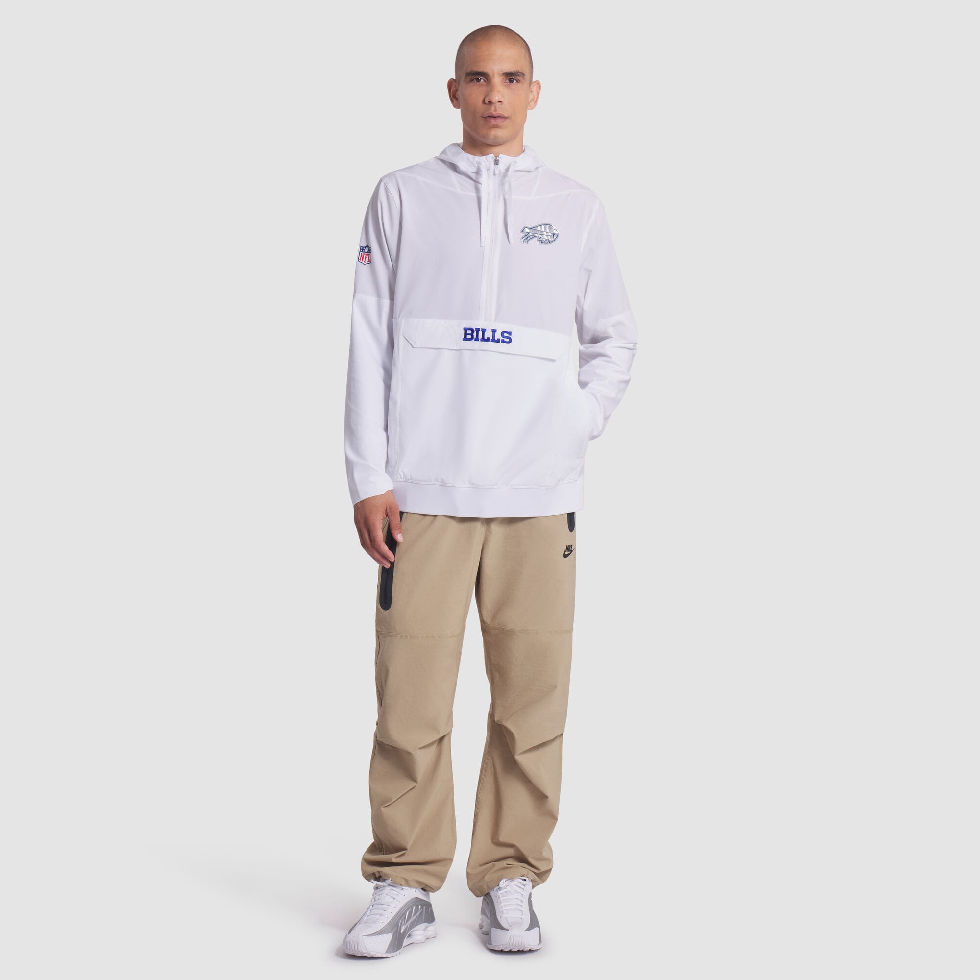 Men's Nike  White Buffalo Bills Rivalries Collection Sideline Anorak Half-Zip Hoodie Jacket