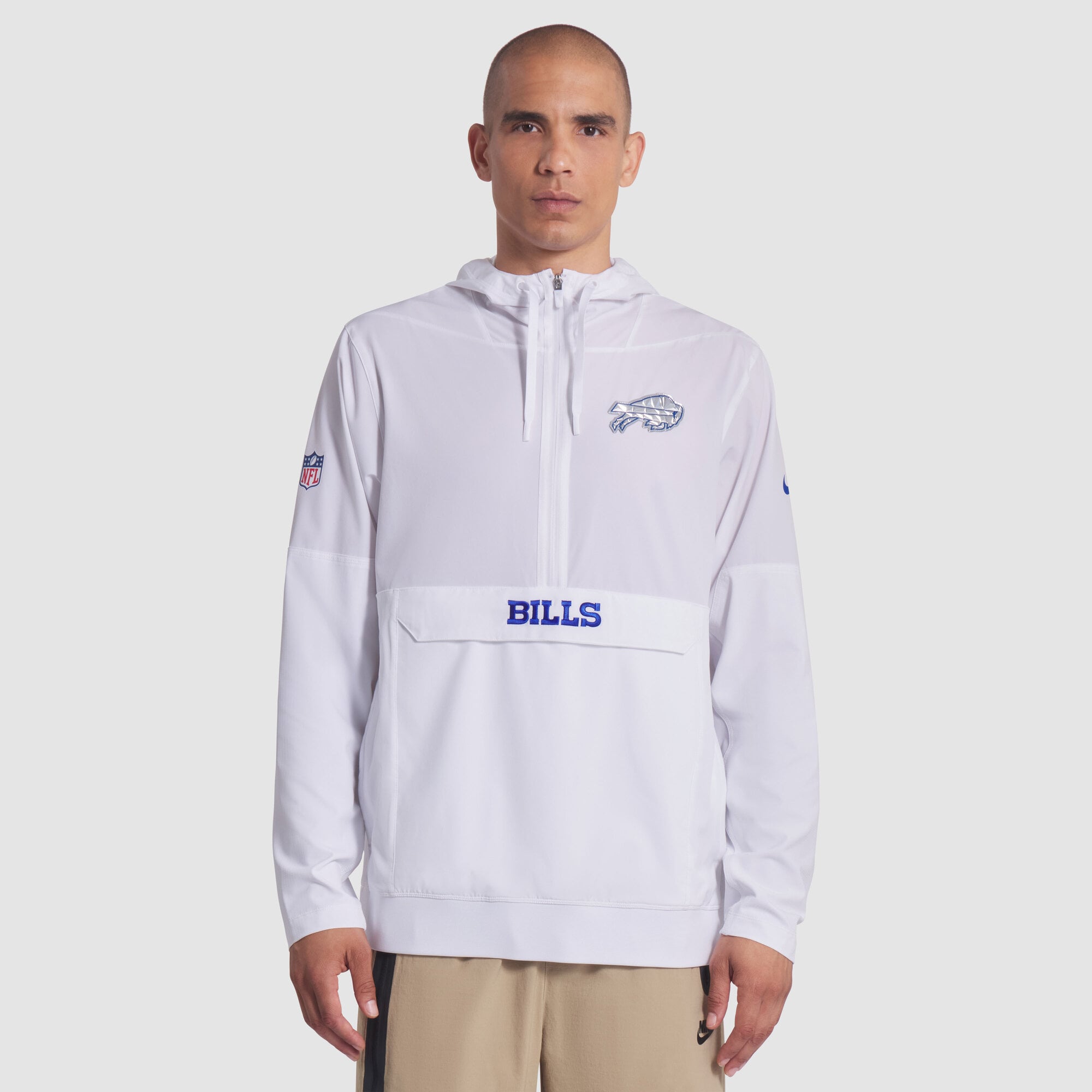 Men's Nike White Buffalo Bills Rivalries Collection Sideline Anorak Half-Zip Hoodie Jacket