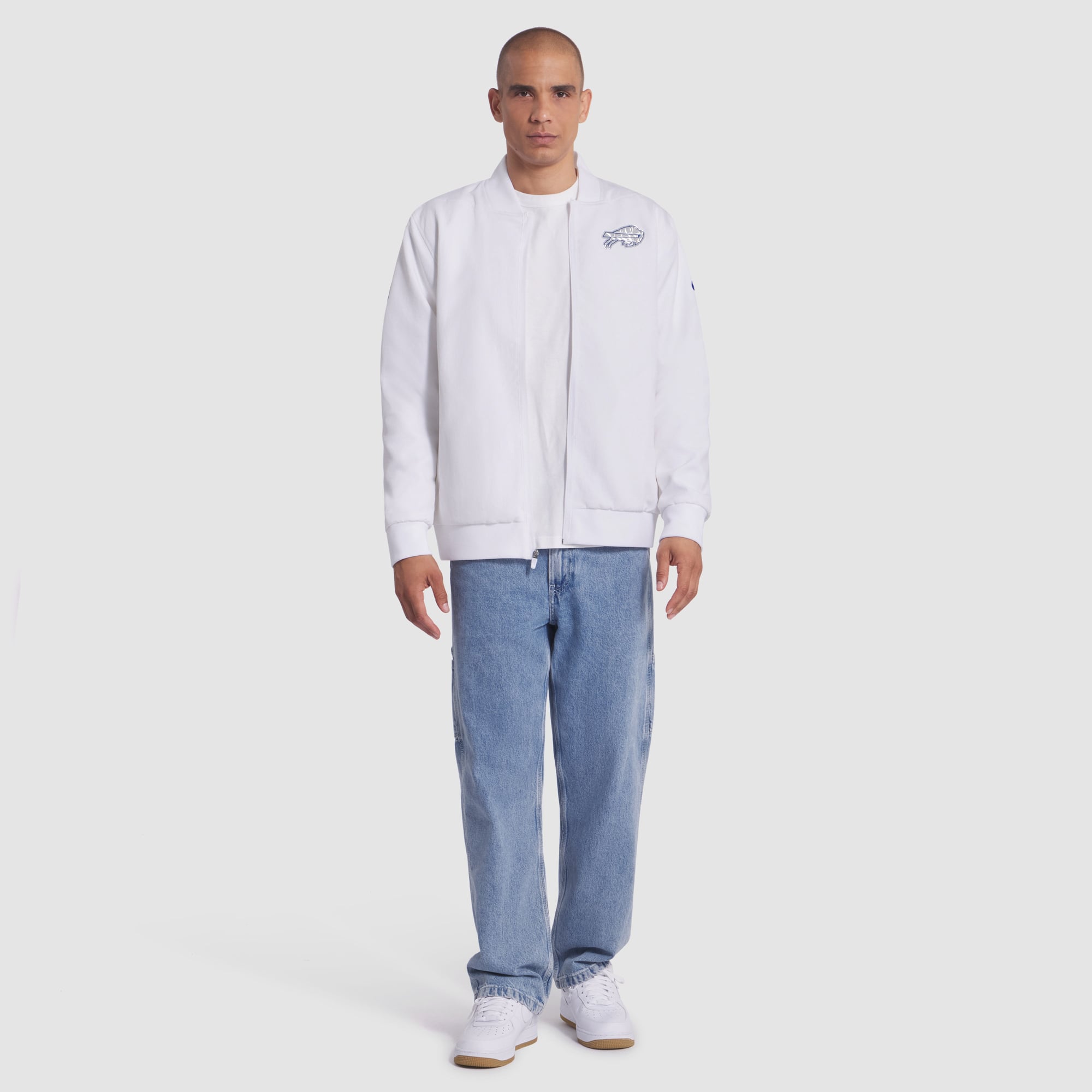Men's Nike White Buffalo Bills Rivalries Collection Sideline Full-Zip Bomber Jacket
