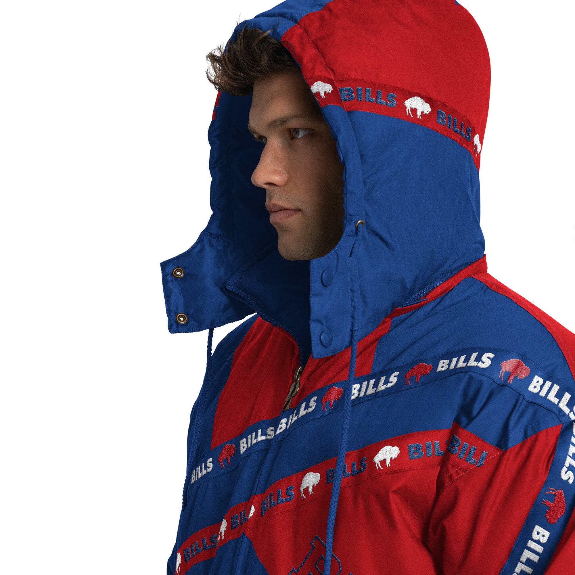 Veste zippée intégrale Royal Buffalo Bills pour homme, modèle Pro Player, avec capuche amovible.