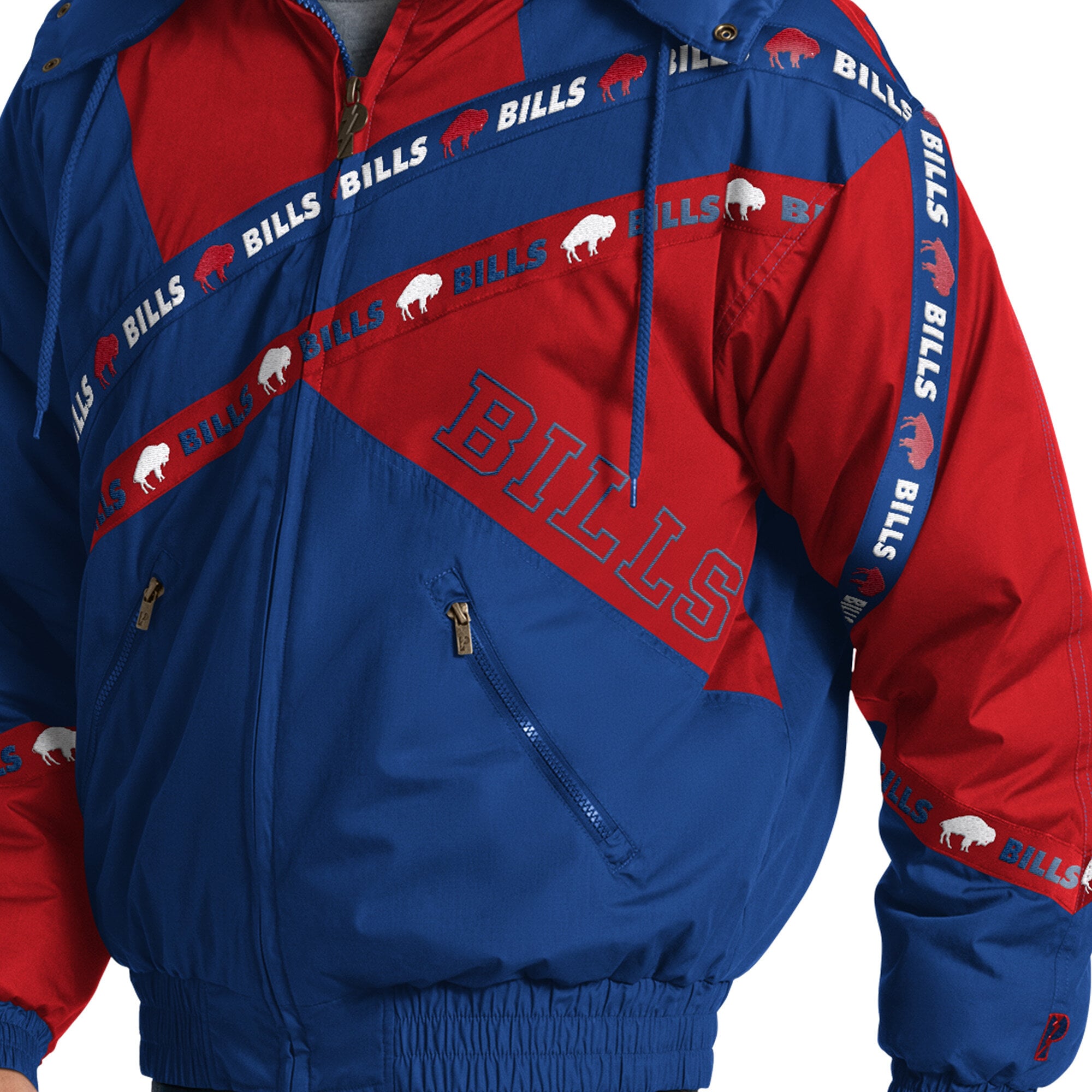 Veste zippée intégrale Royal Buffalo Bills pour homme, modèle Pro Player, avec capuche amovible.
