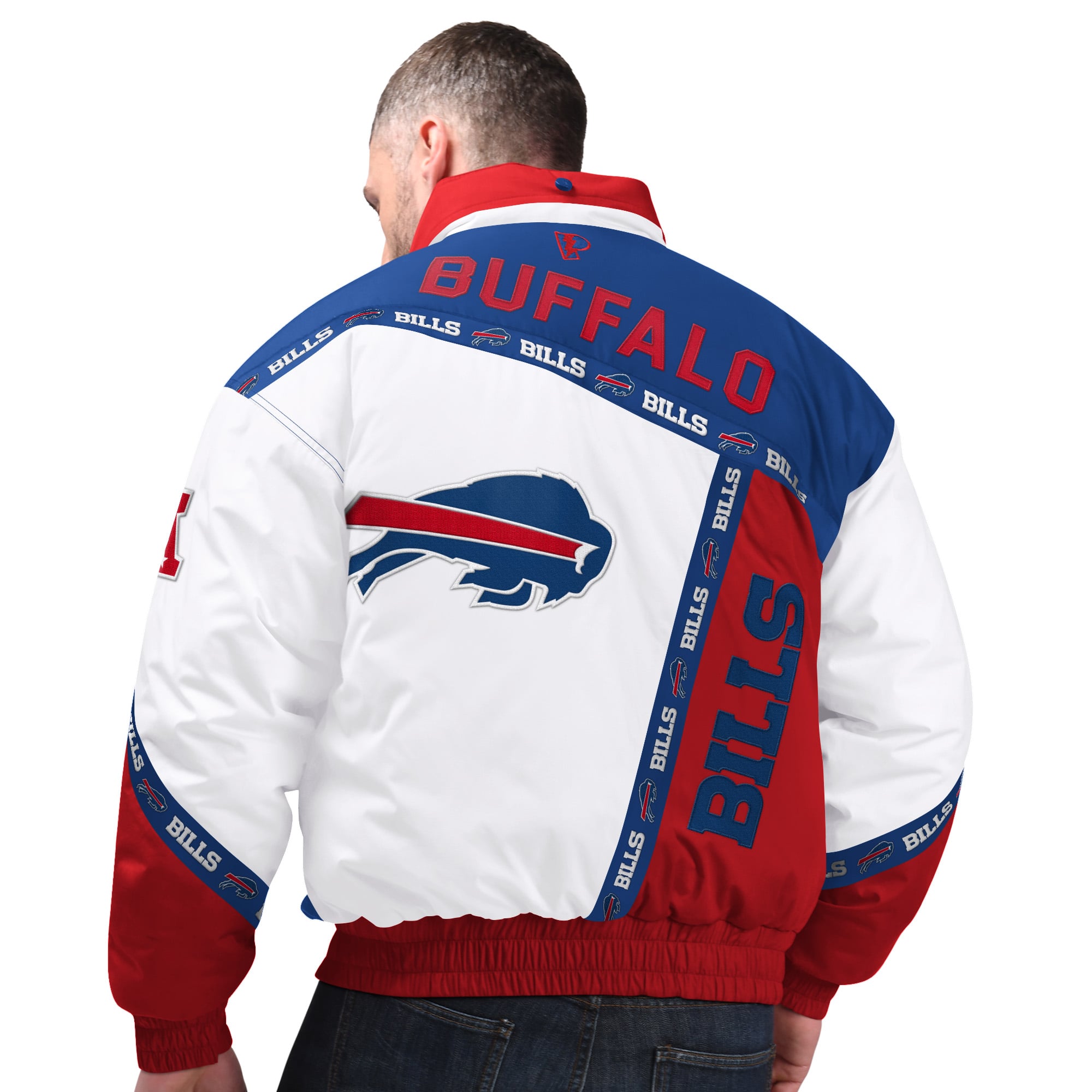 Men's Pro Player Royal/Red Buffalo Bills Tape Full-Zip Hooded Jacket