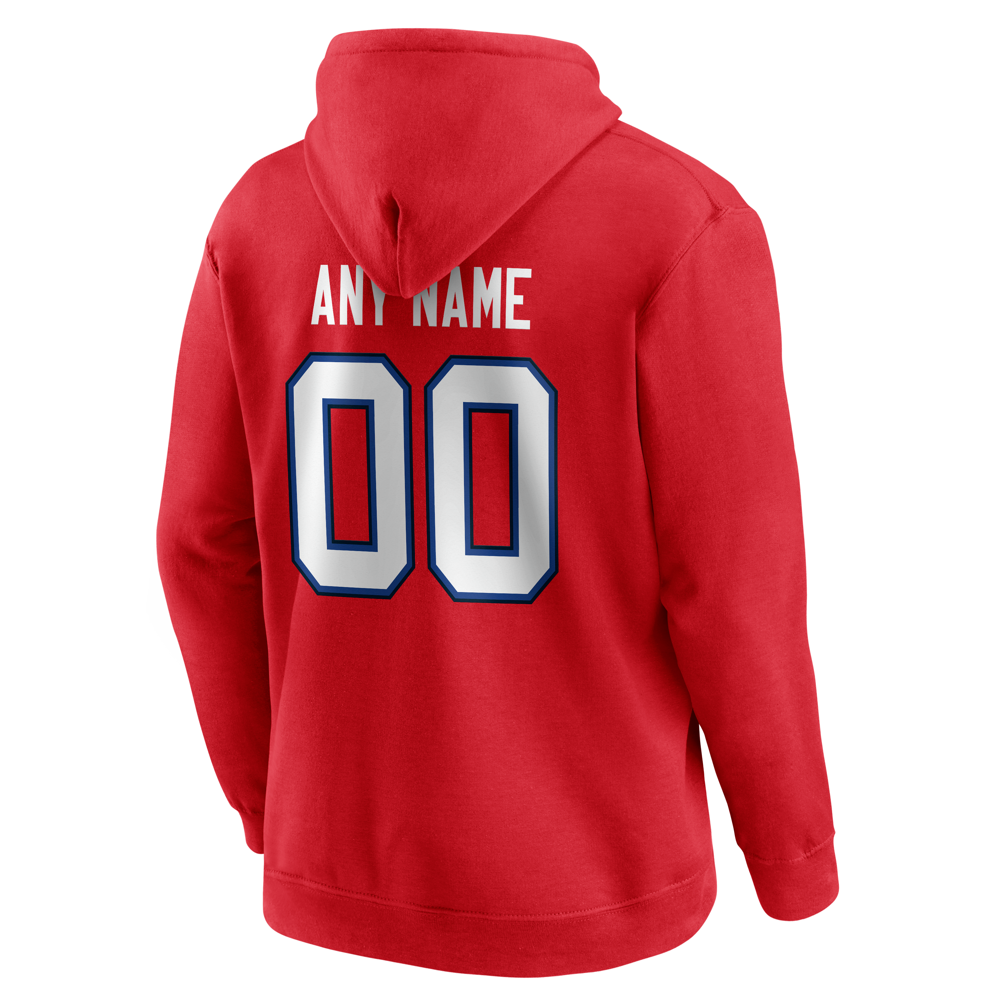 Men's Red Buffalo Bills Team Authentic Personalized Name & Number Hoodie
