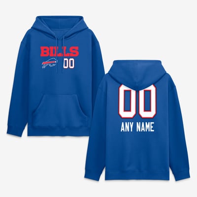 Buffalo Bills  Touchdown Wordmark Personalized Name & Number Hoodie - Royal