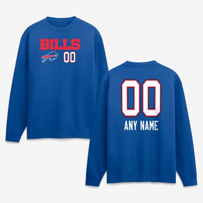 Buffalo Bills  Touchdown Wordmark Personalized Name & Number Sweatshirt - Royal