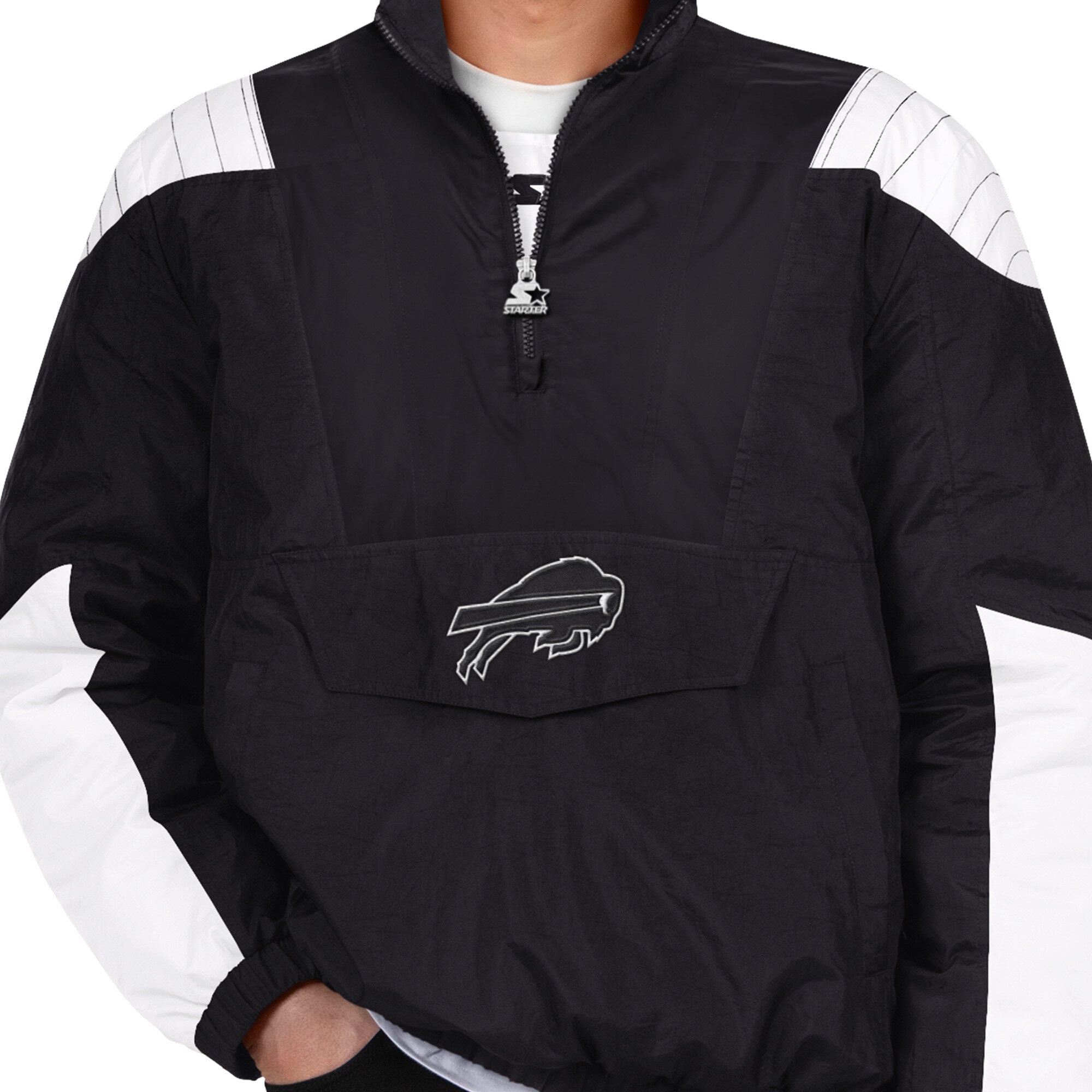 Veste Starter noire Buffalo Bills Gridiron à demi-zip pour homme