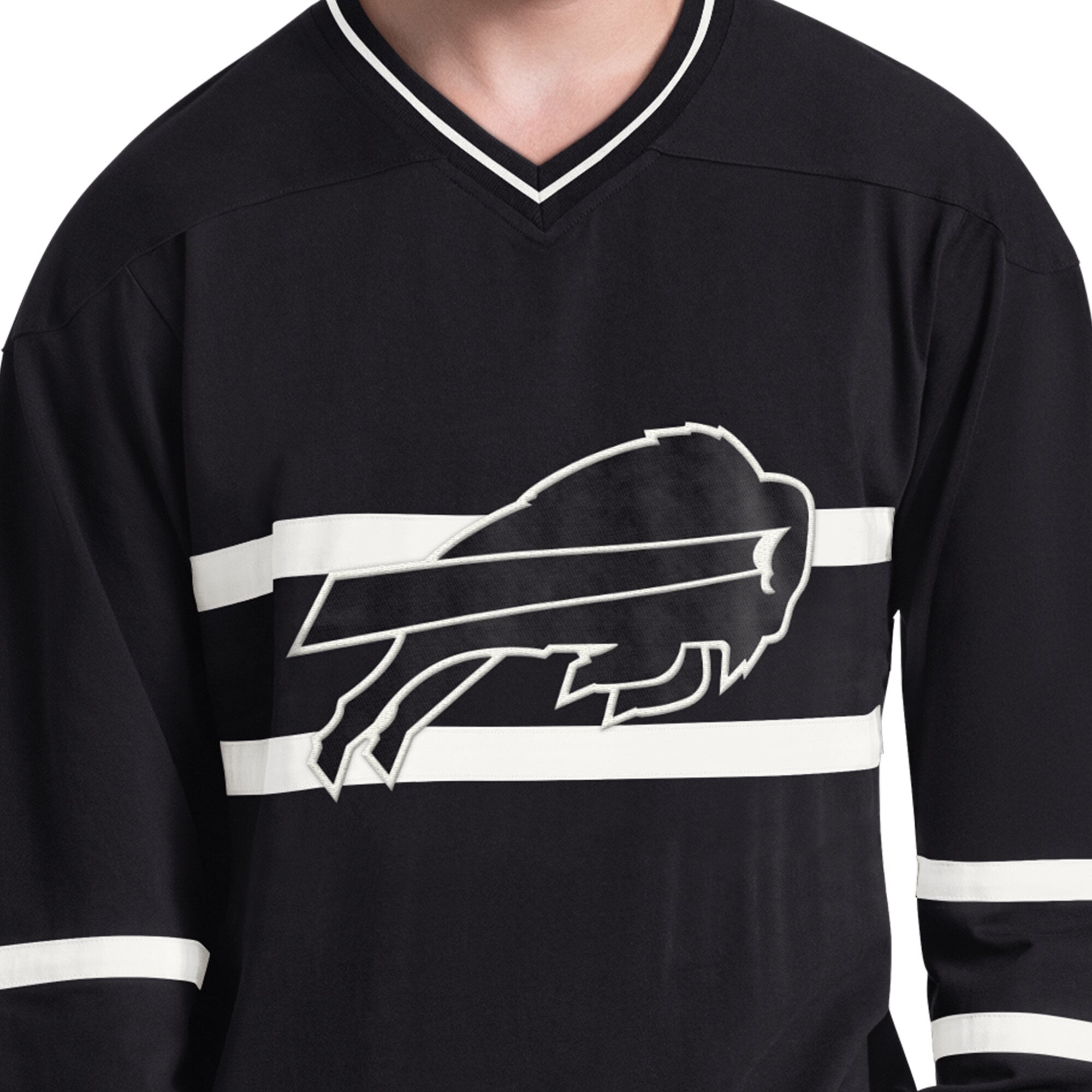 T-shirt à manches longues Starter noir et blanc Buffalo Bills pour homme