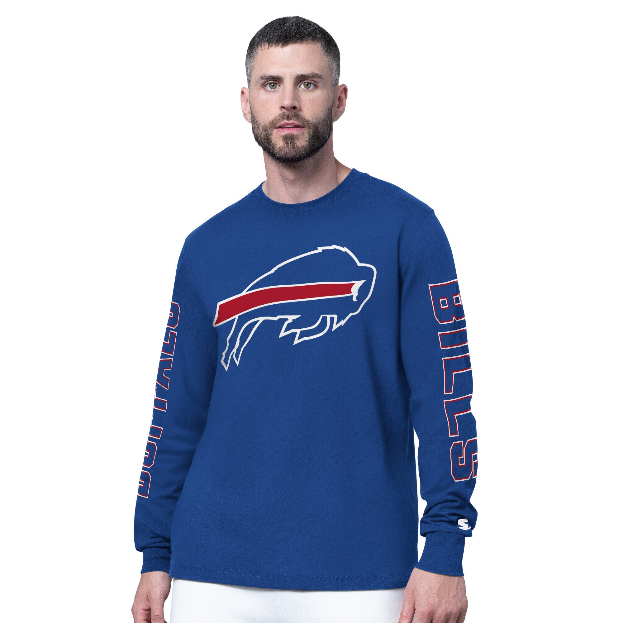 Men's Starter Royal Buffalo Bills Clutch Hit II Long-Sleeve T-Shirt