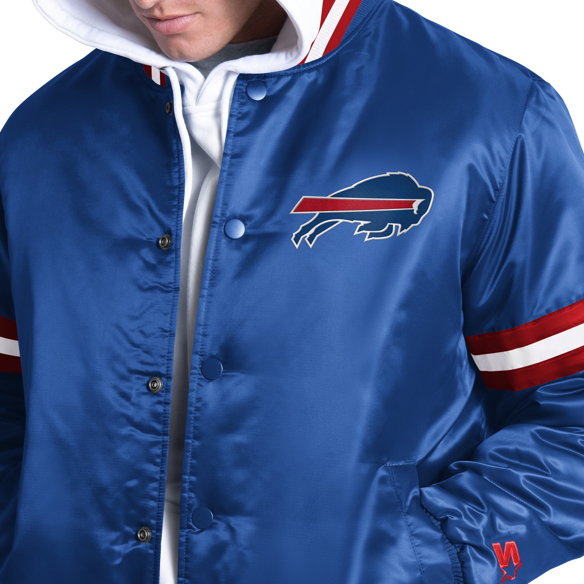 Veste universitaire Starter Royal Buffalo Bills Courtside pour homme, fermeture à boutons-pression.