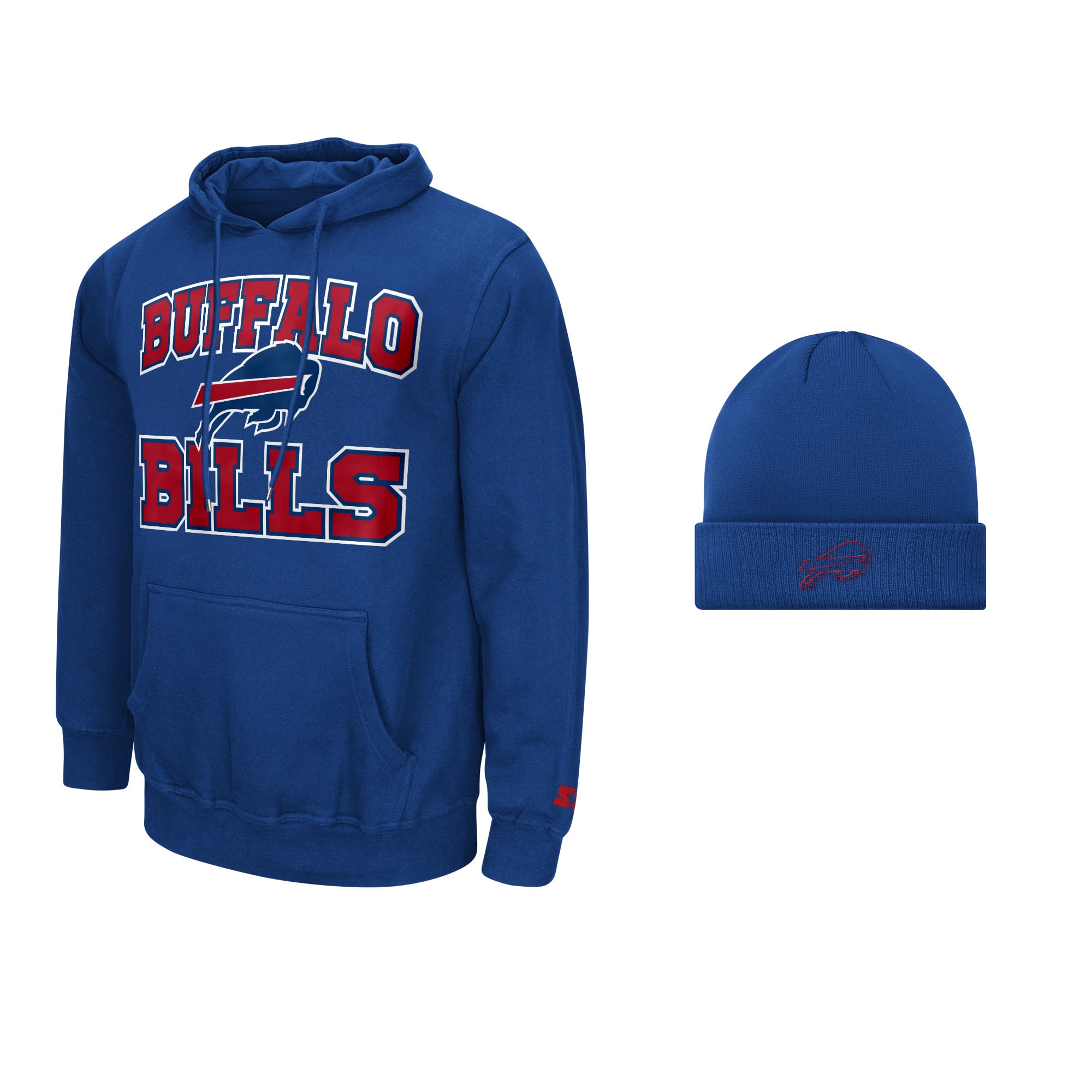 Men's Starter Royal Buffalo Bills Hoodie and Cuffed Knit Hat Combo Pack